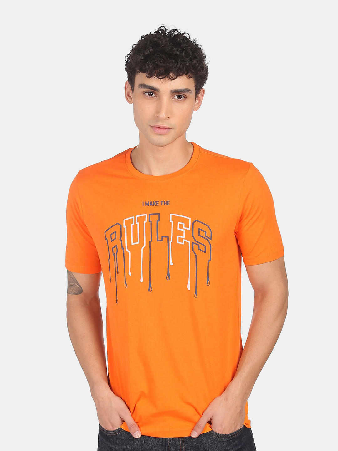 

Colt Men Orange Typography Printed Pure Cotton T-shirt