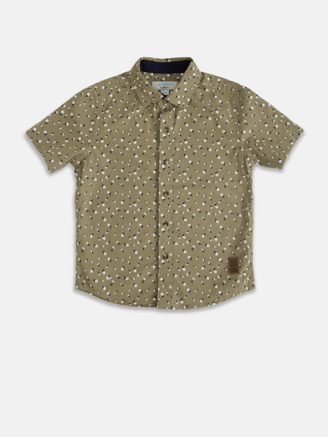 

Pantaloons Junior Boys Olive Green Floral Printed Casual Shirt