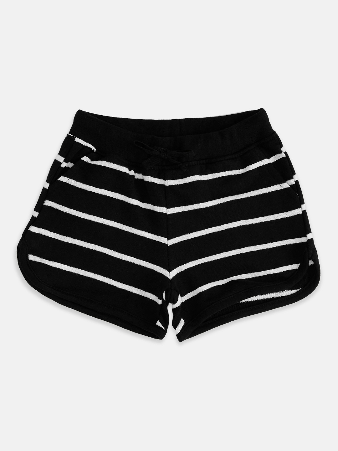 

Pantaloons Junior Girls Black Striped Cotton Shorts