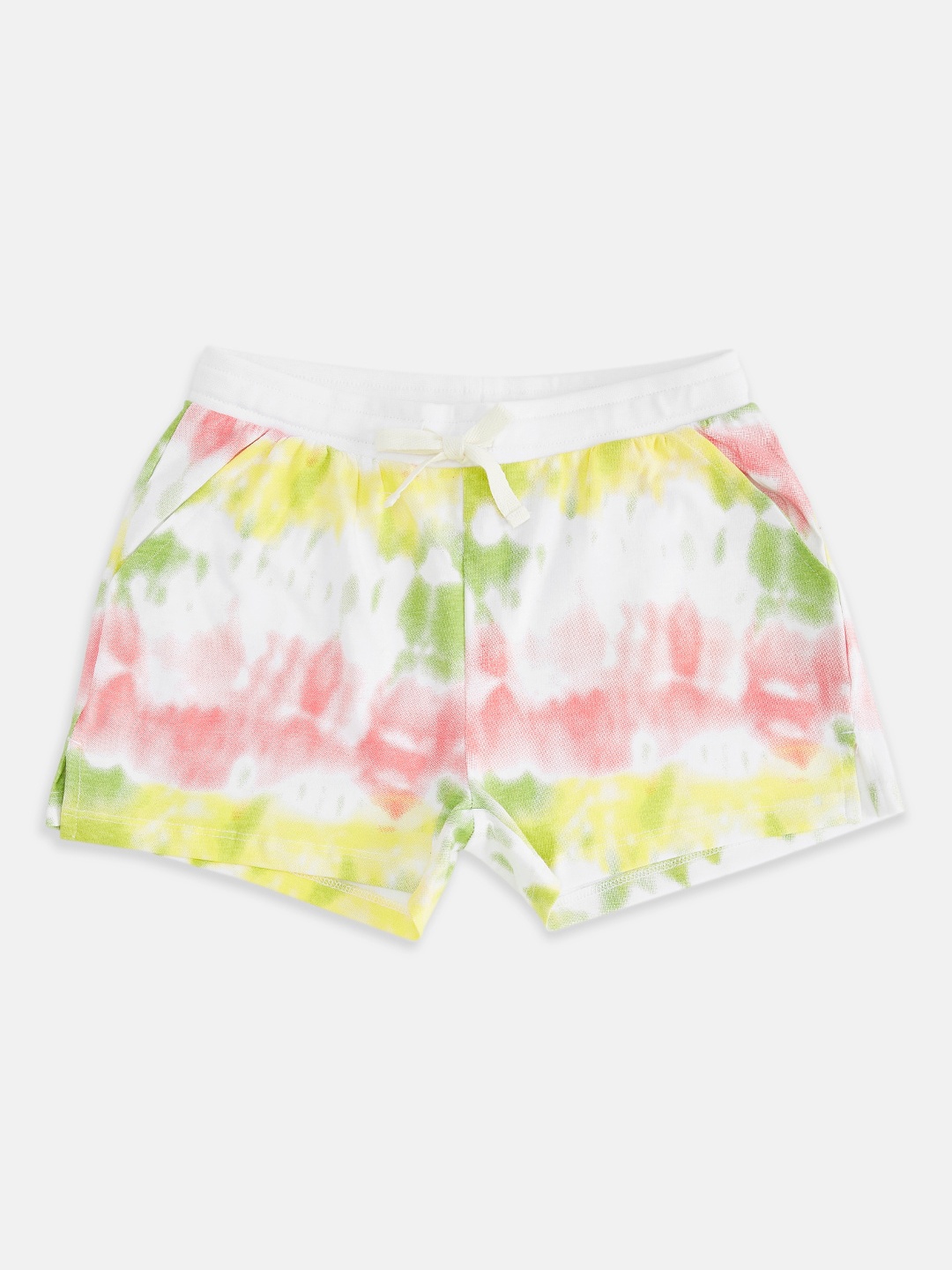 

Pantaloons Junior Girls White Tie & Dye Cotton Shorts