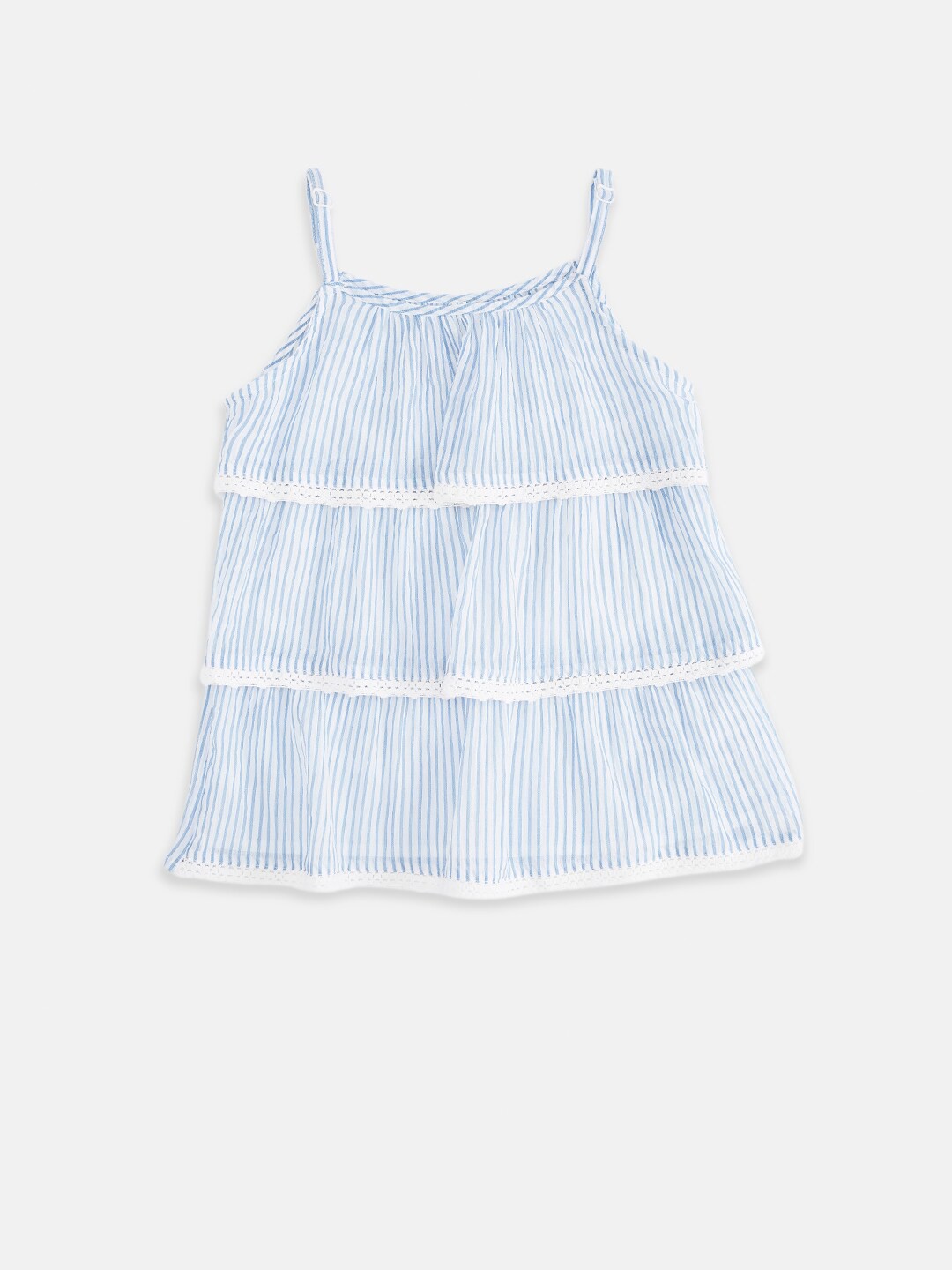 

Pantaloons Junior Girls Blue & White Striped Top