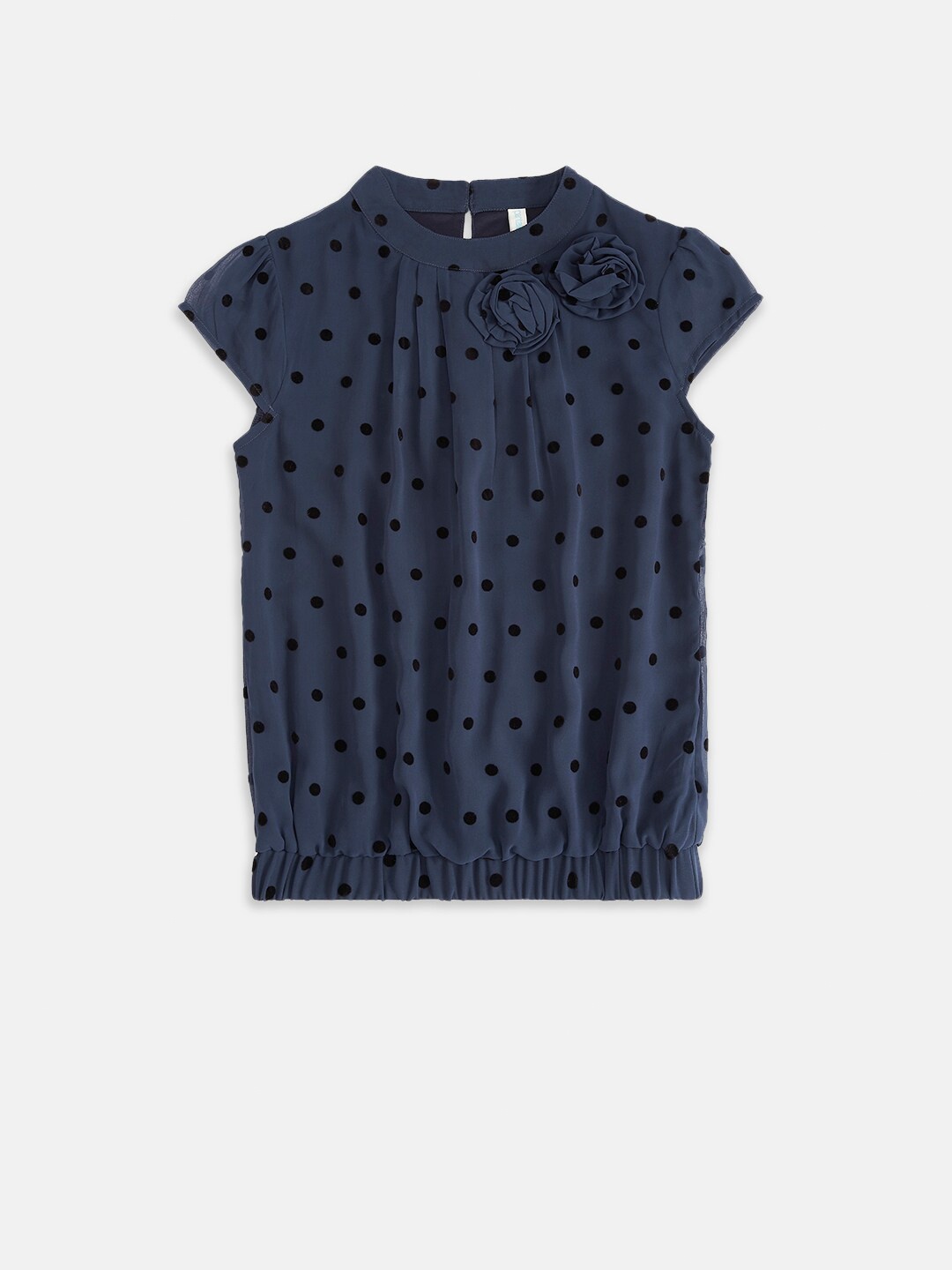 

Pantaloons Junior Blue & Black Print Blouson Top