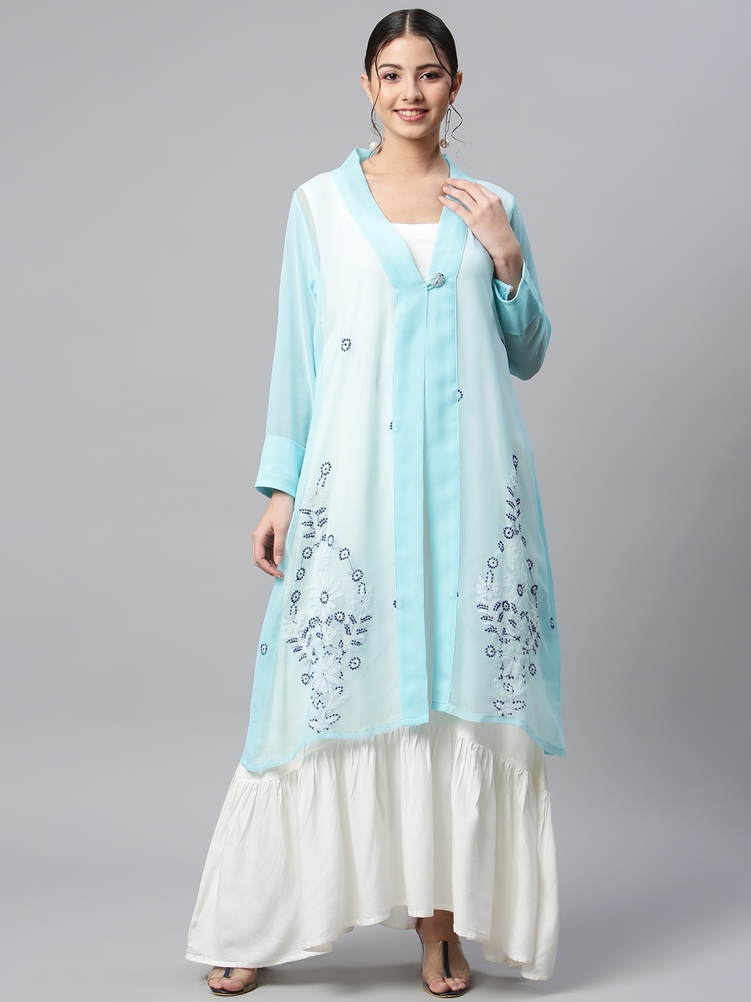 

SHADES OF FAASHION Women Chikankari Georgette Kurta, White