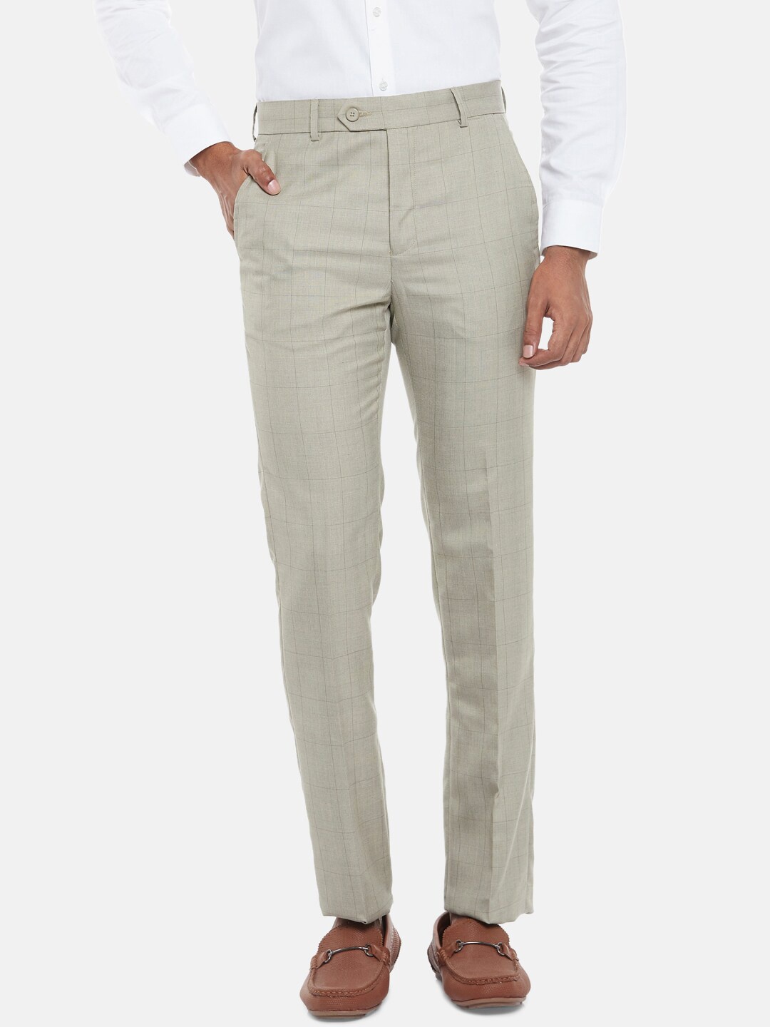 

BYFORD by Pantaloons Men Beige Slim Fit Low-Rise Formal Trousers