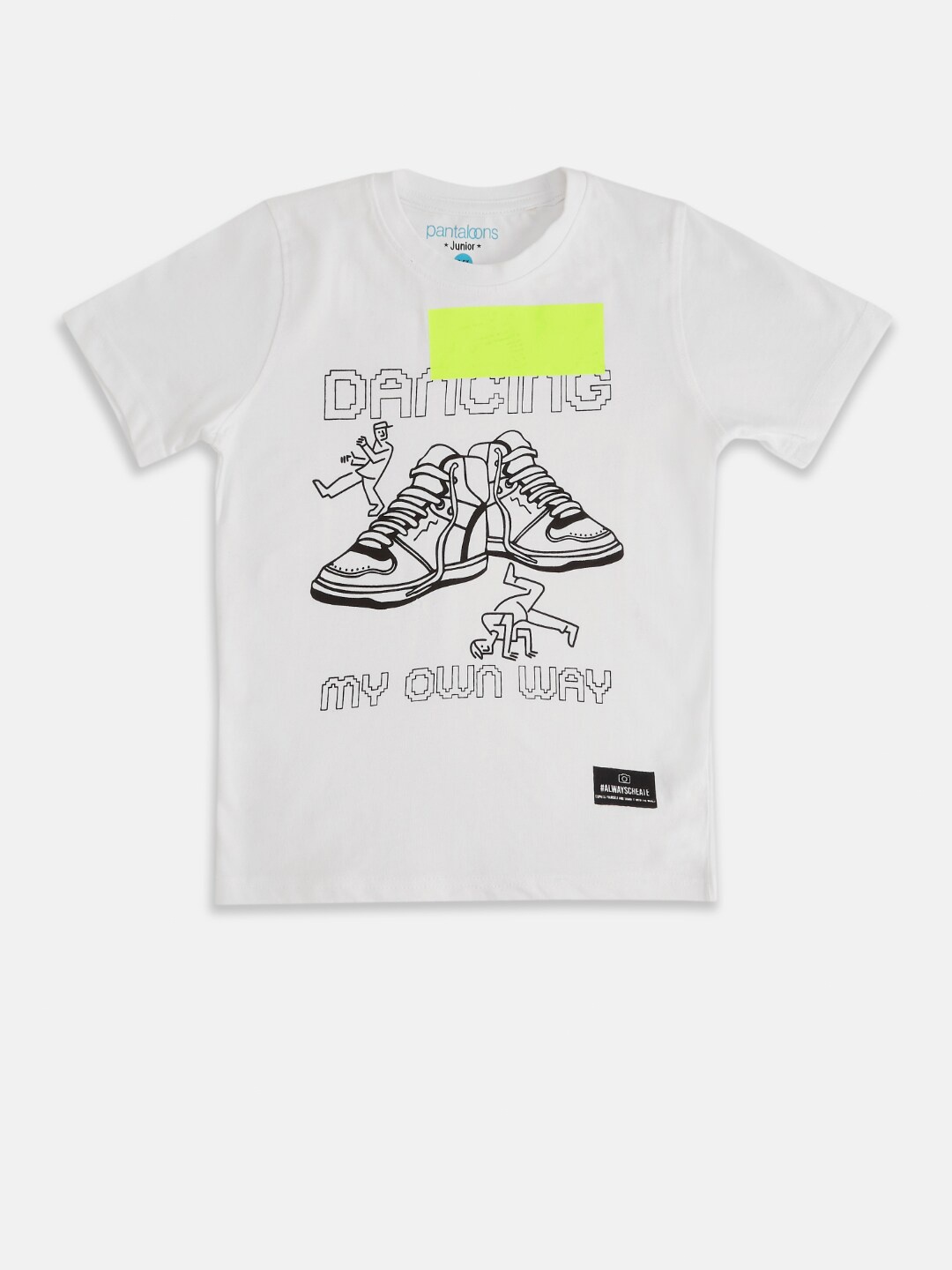 

Pantaloons Junior Boys White Printed Cotton T-shirt