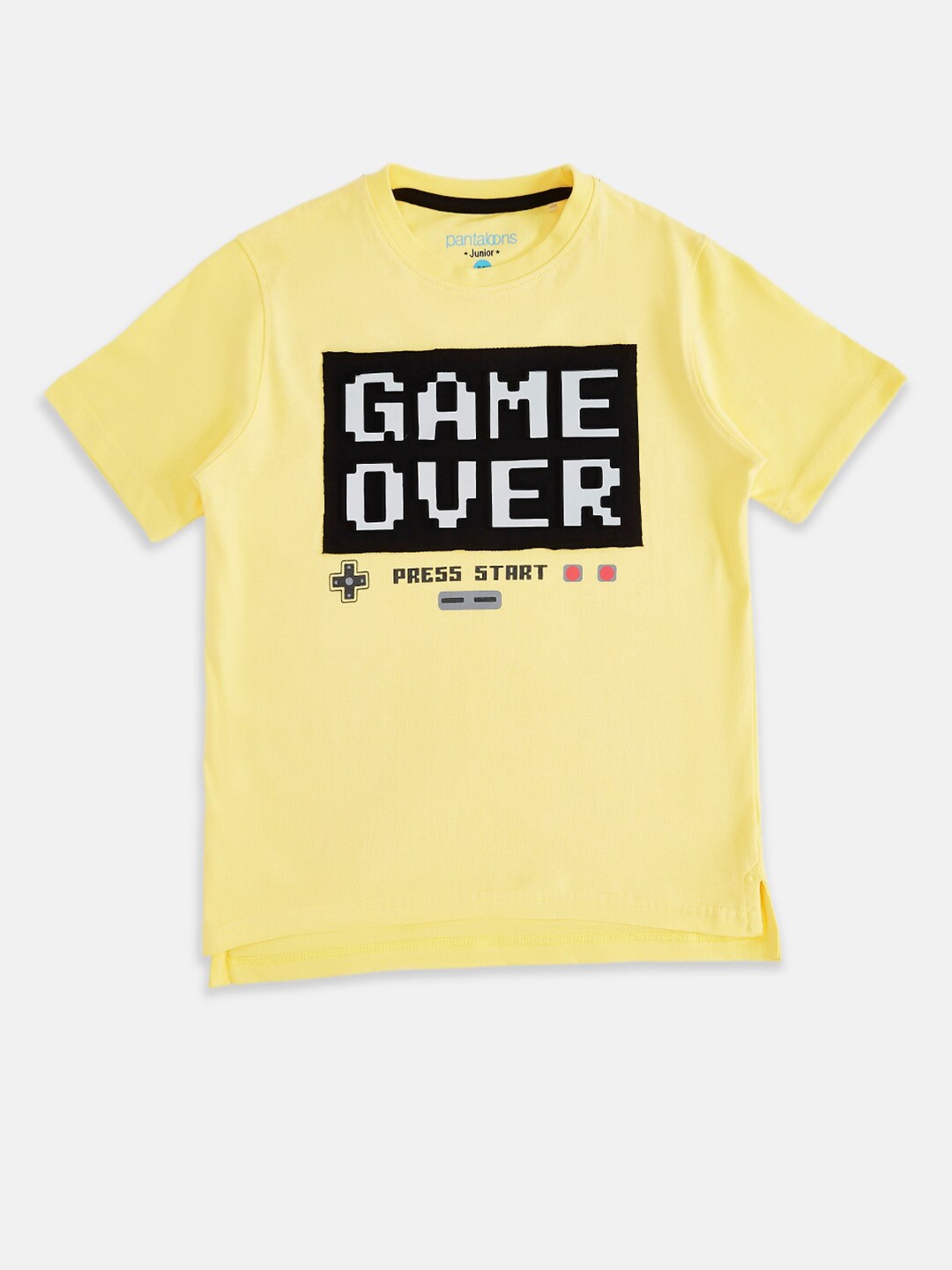 

Pantaloons Junior Boys Yellow Typography Printed T-shirt