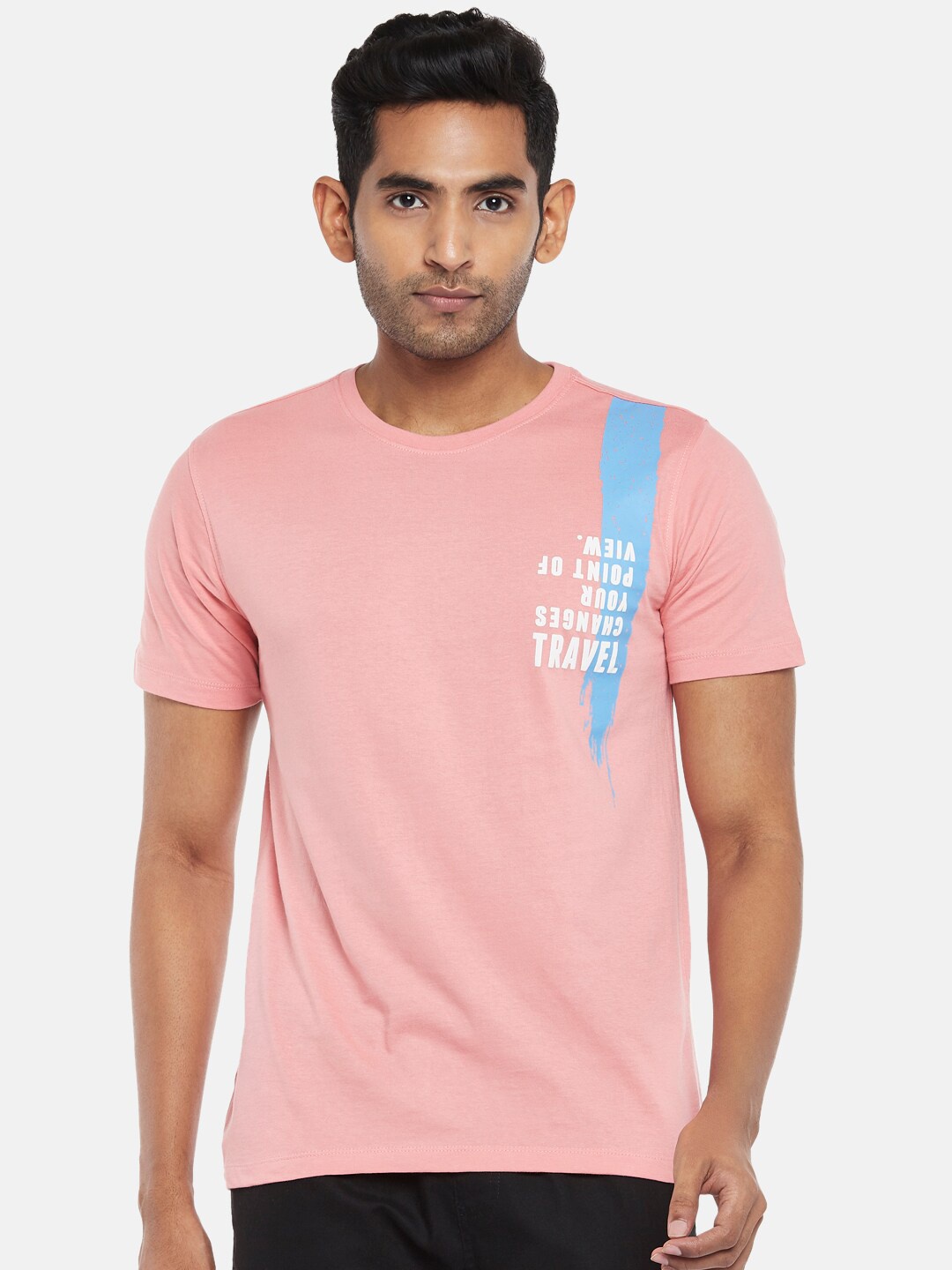 

Urban Ranger by pantaloons Men Orange Printed Slim Fit T-shirt