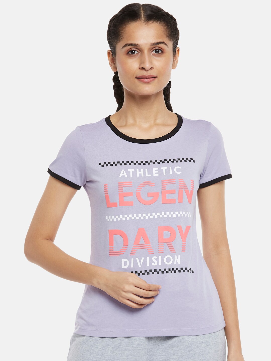 

Ajile by Pantaloons Women Lavender Printed Cotton T-shirt