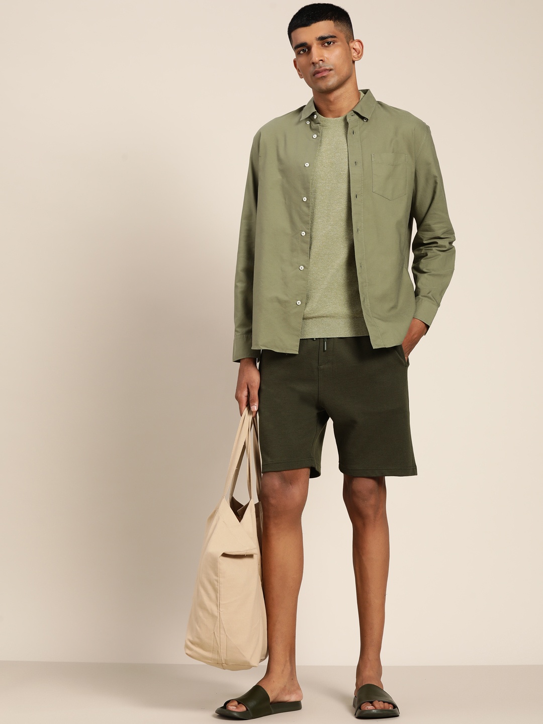 

ether Men Olive Green Shorts