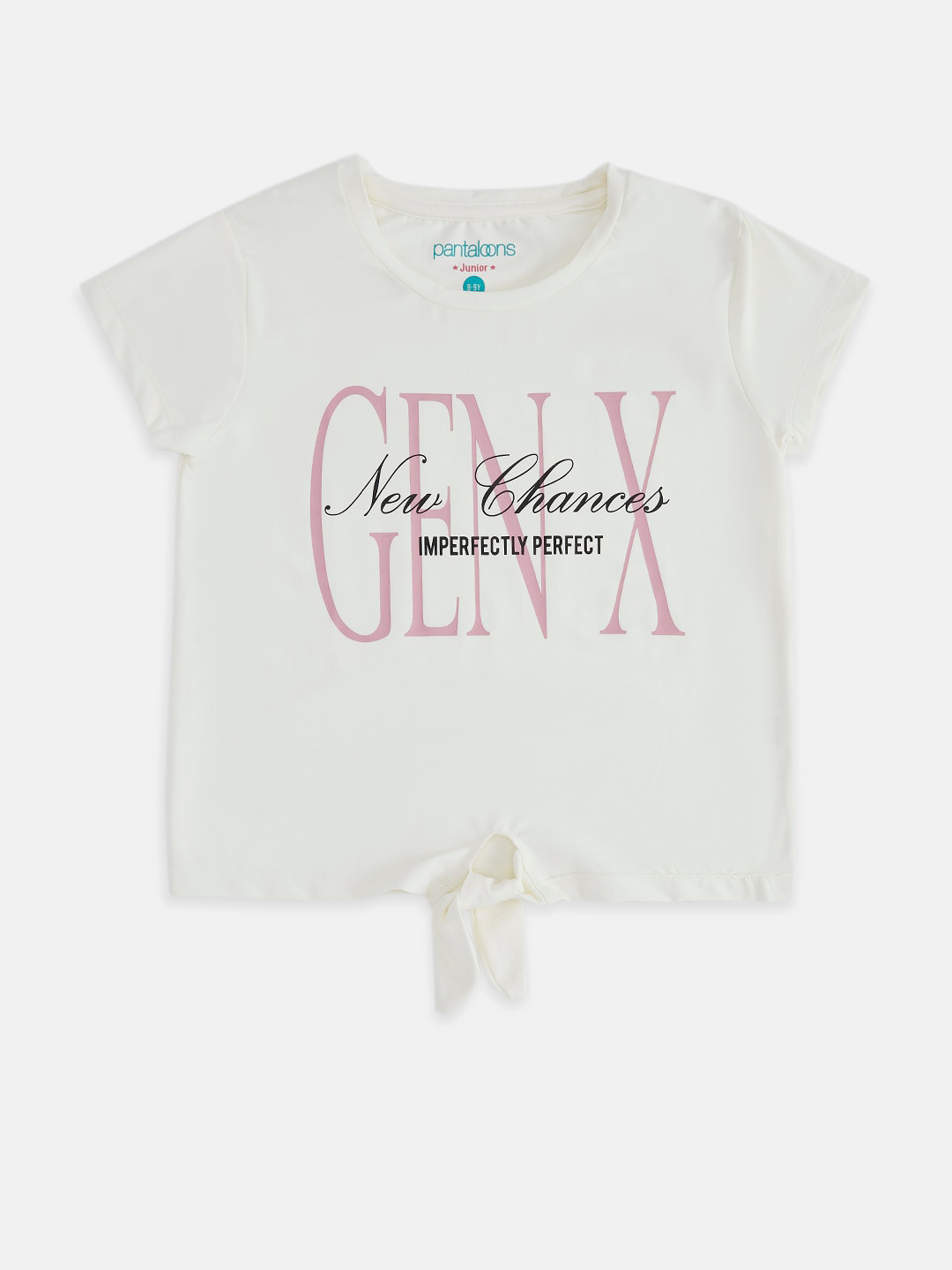 

Pantaloons Junior Girls Off White Typography Printed T-shirt