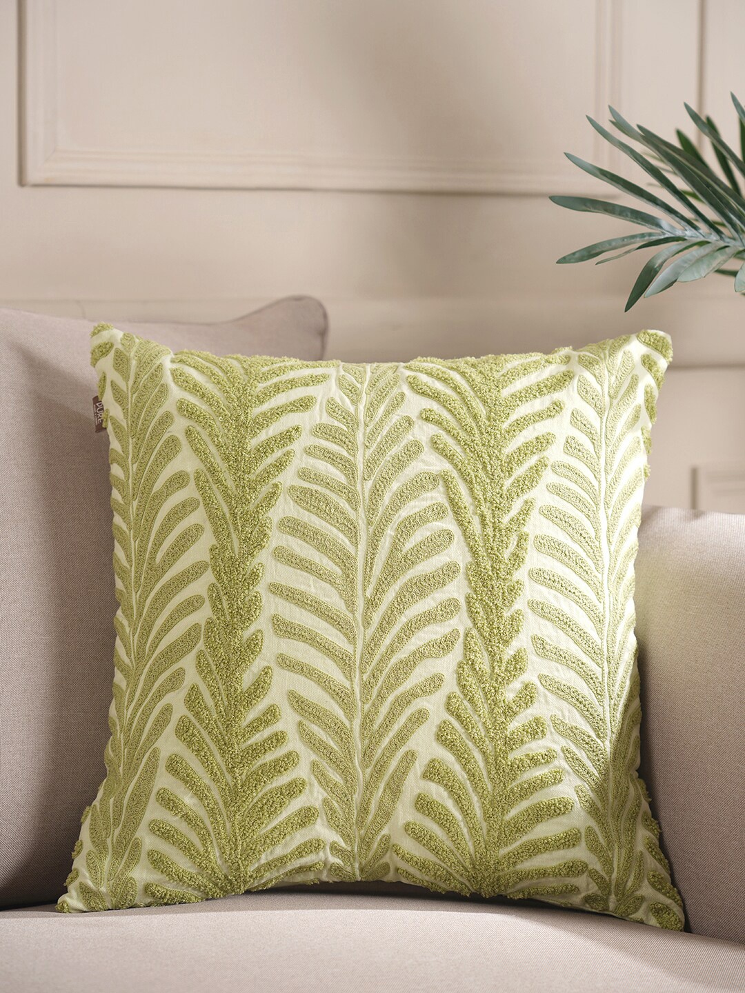

Pure Home and Living Green & White Floral Square Cushion Covers