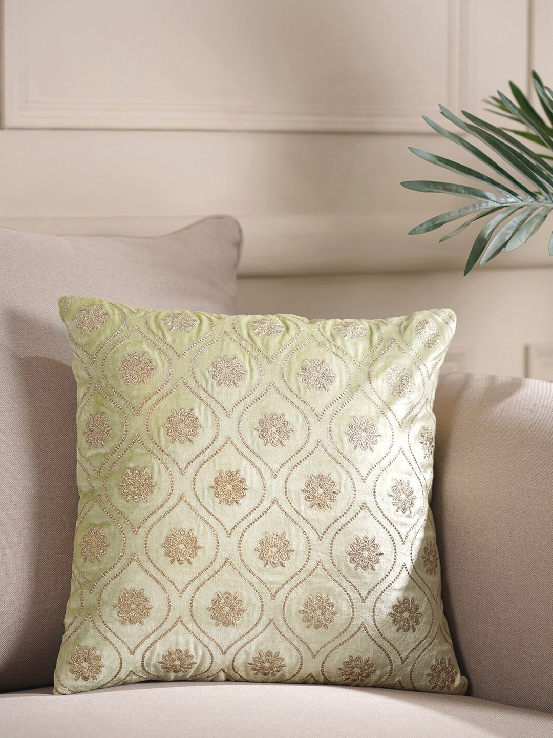 

Pure Home and Living Green Floral Square Cushion Covers