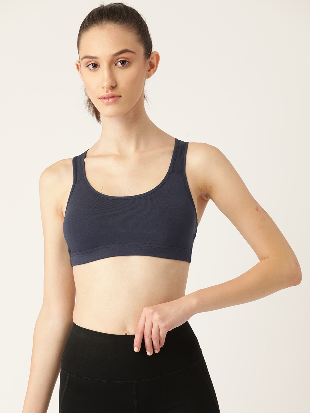 

Lady Lyka Navy Blue Cotton Sports Bra