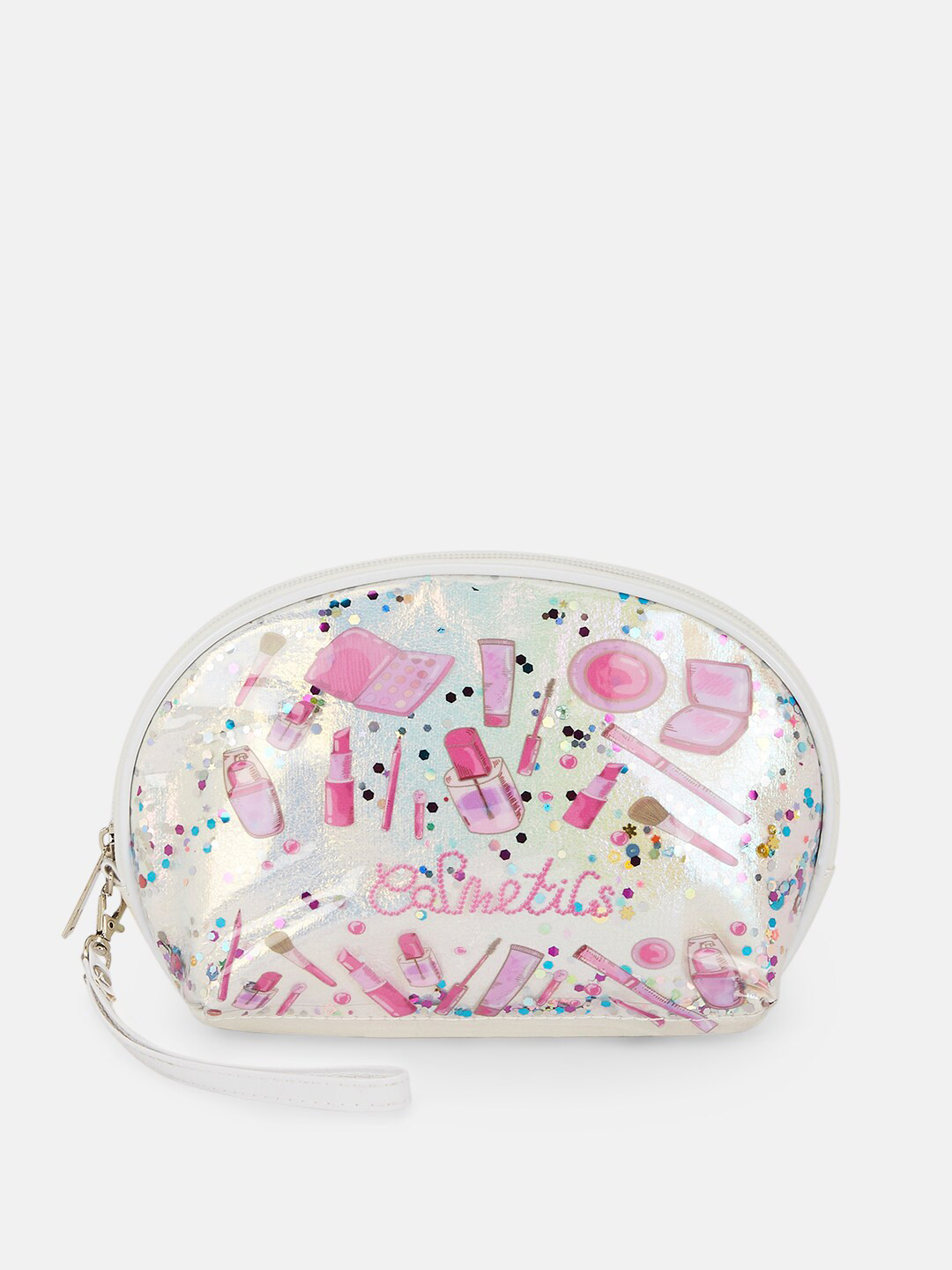 

Forever Glam by Pantaloons Silver & Pink Printed Make Up Pouch