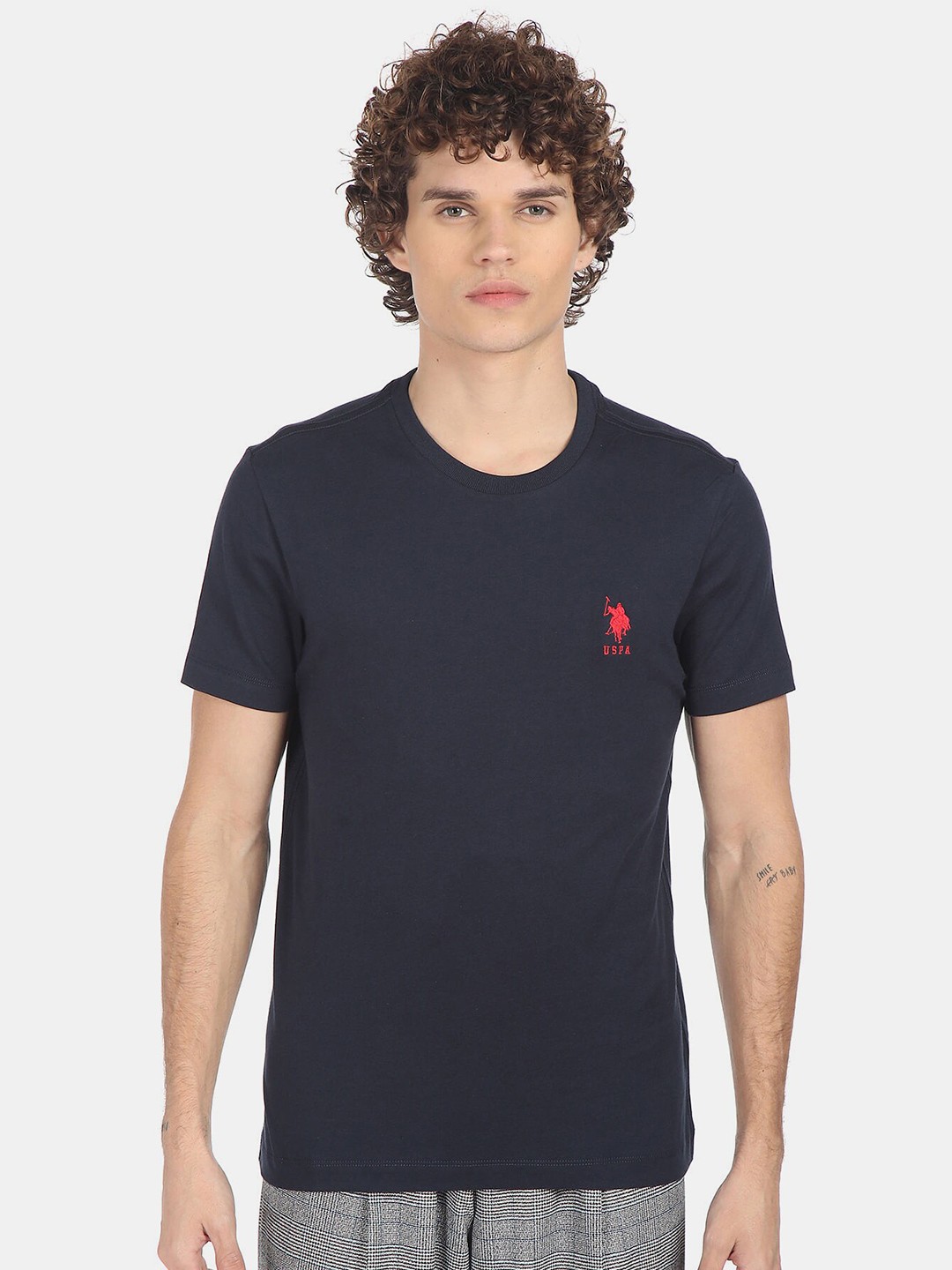 

U S Polo Assn Men Blue Indigo Cotton T-shirt