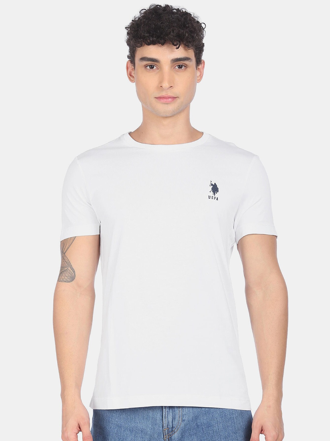 

U S Polo Assn Men White Cotton T-shirt