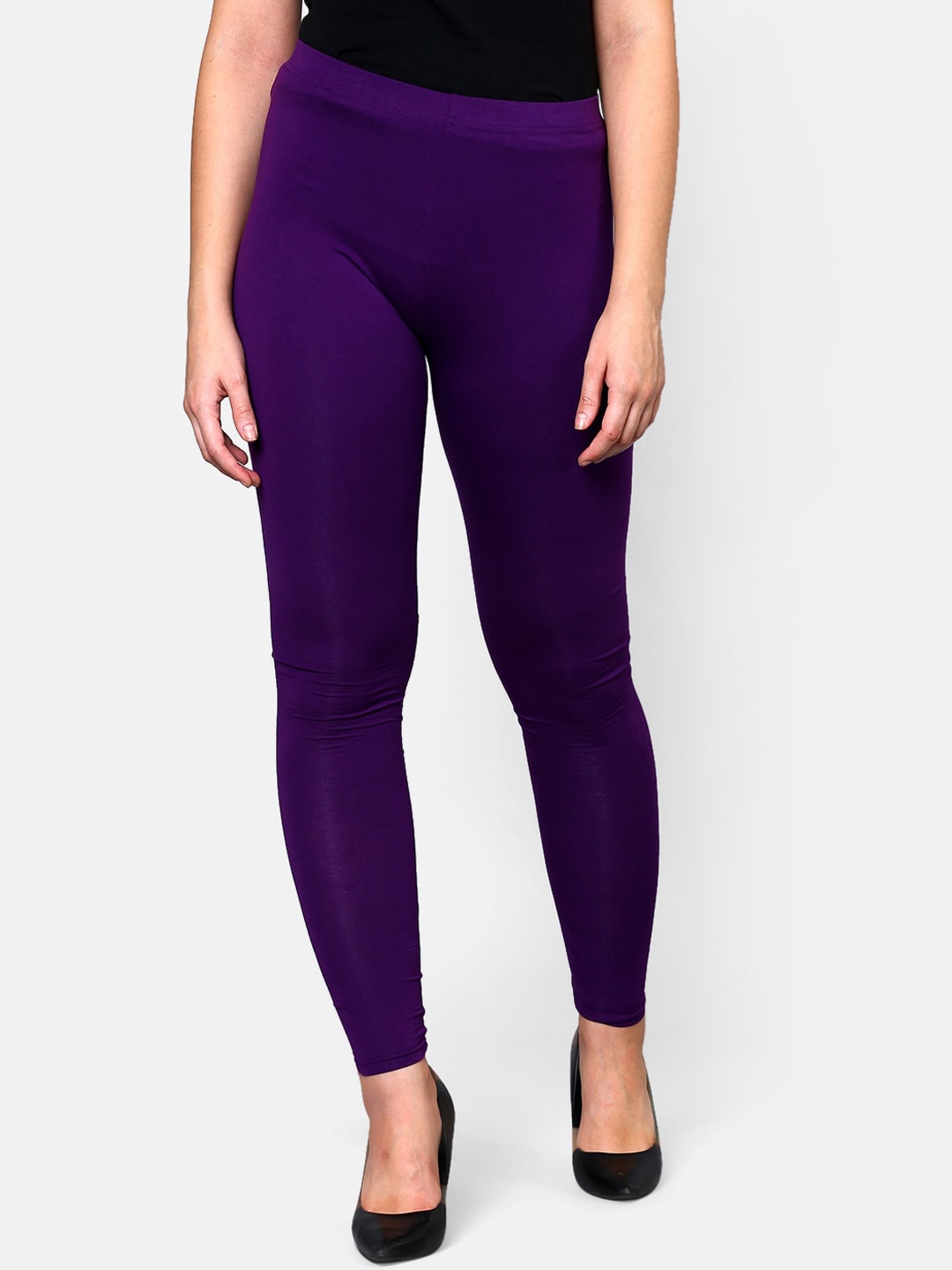 

V2 Value & Variety Women Purple Solid Cotton Ankle-Length Leggings