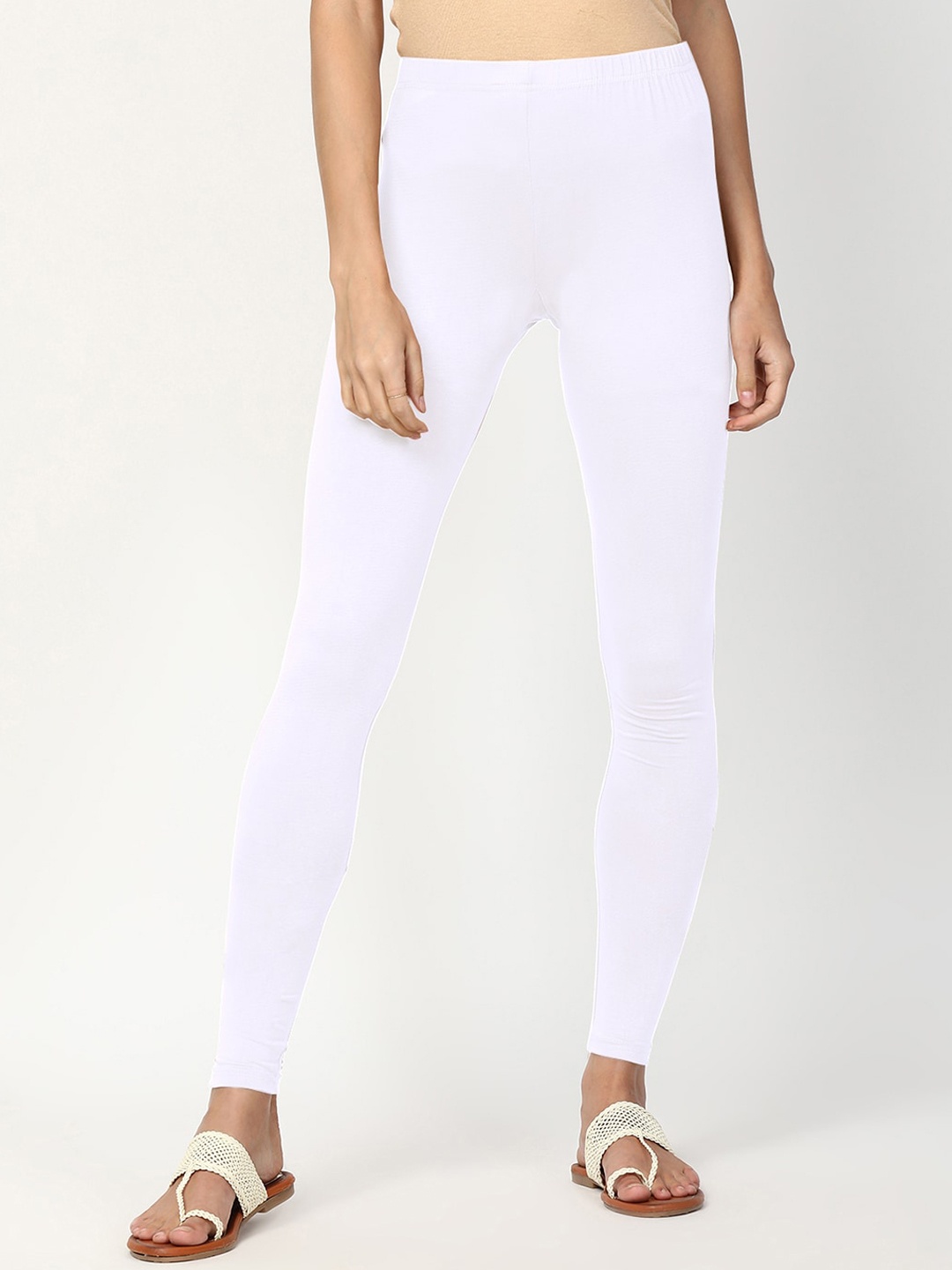 

V2 Value & Variety Women White Solid Ankle-Length Leggings