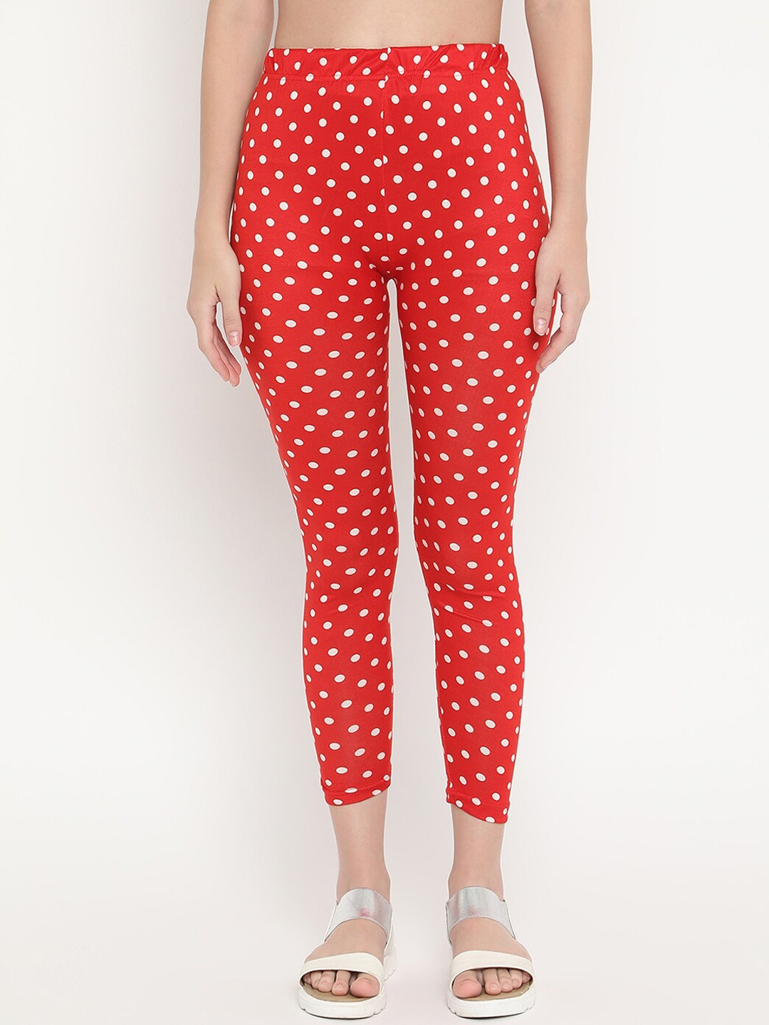 

V2 Value & Variety Women Red & White Printed Ankle-Length Leggings