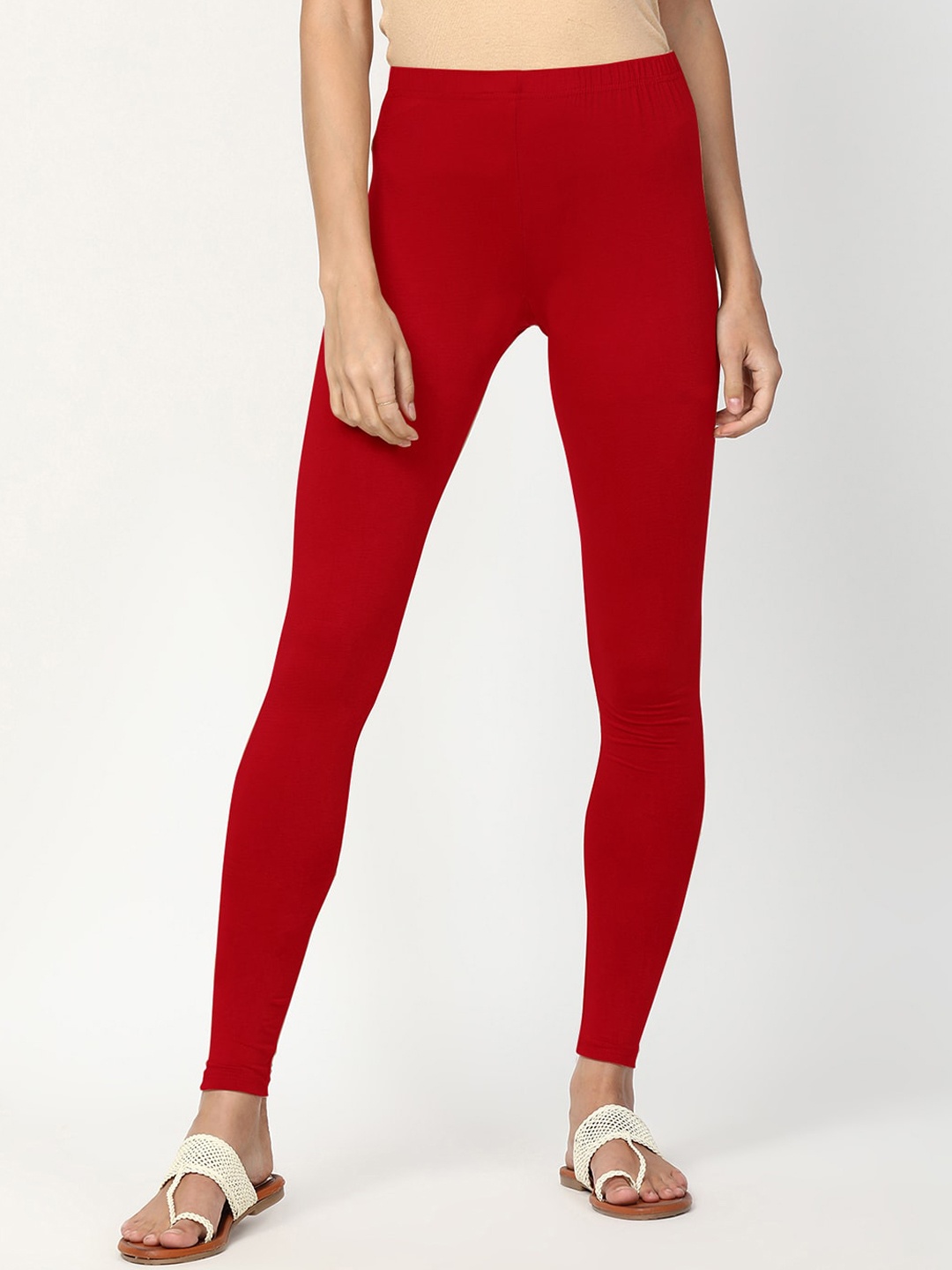 

V2 Value & Variety Women Red Solid Cotton Leggings