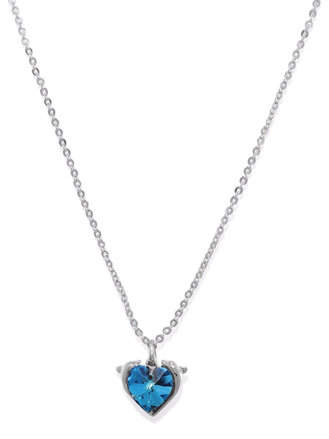 

Mahi Blue Rhodium-plated Heart Dolphino Pendant with Chain