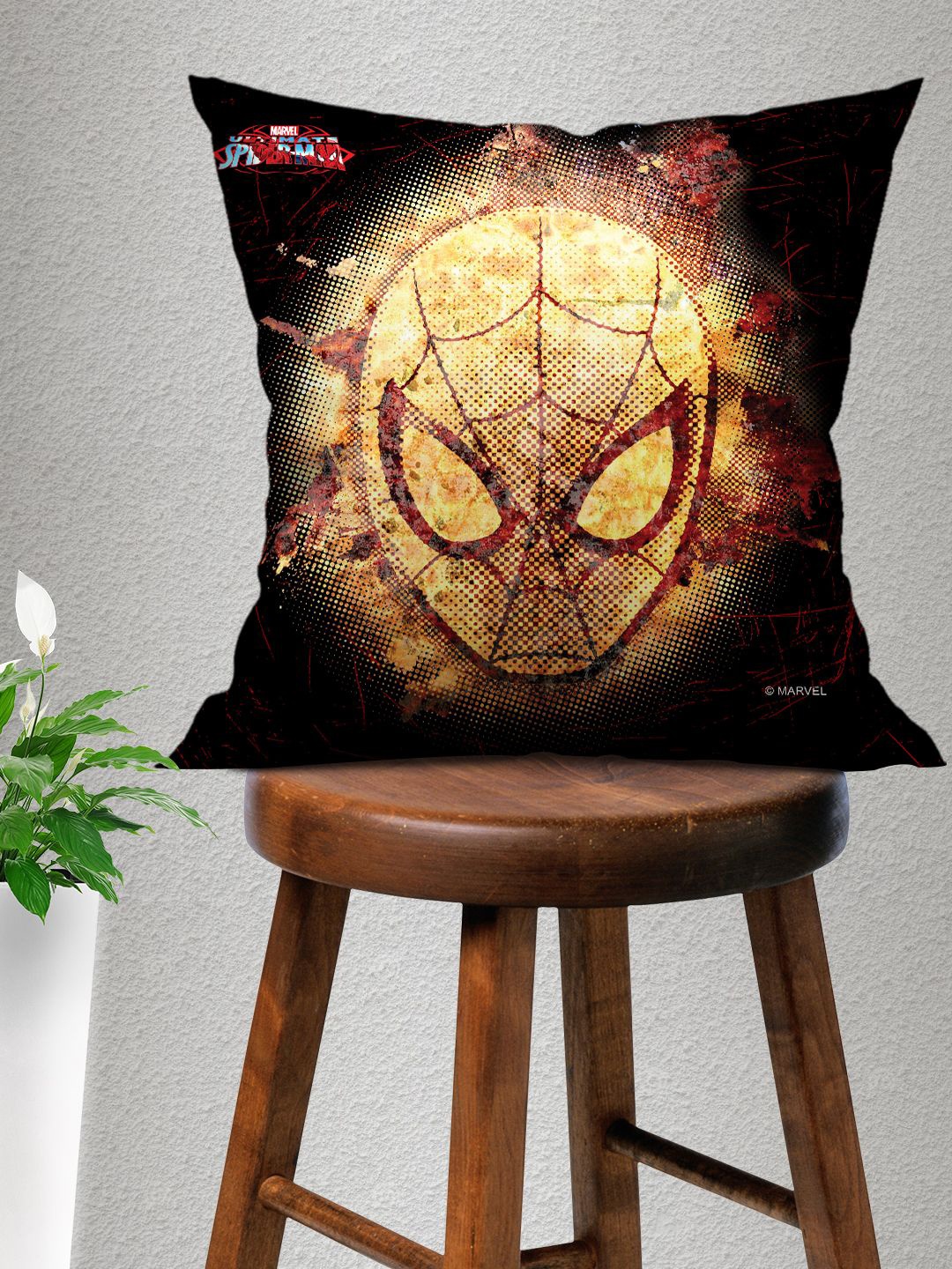 

Marvel Black & Yellow Spiderman Printed Square Cushion Cover