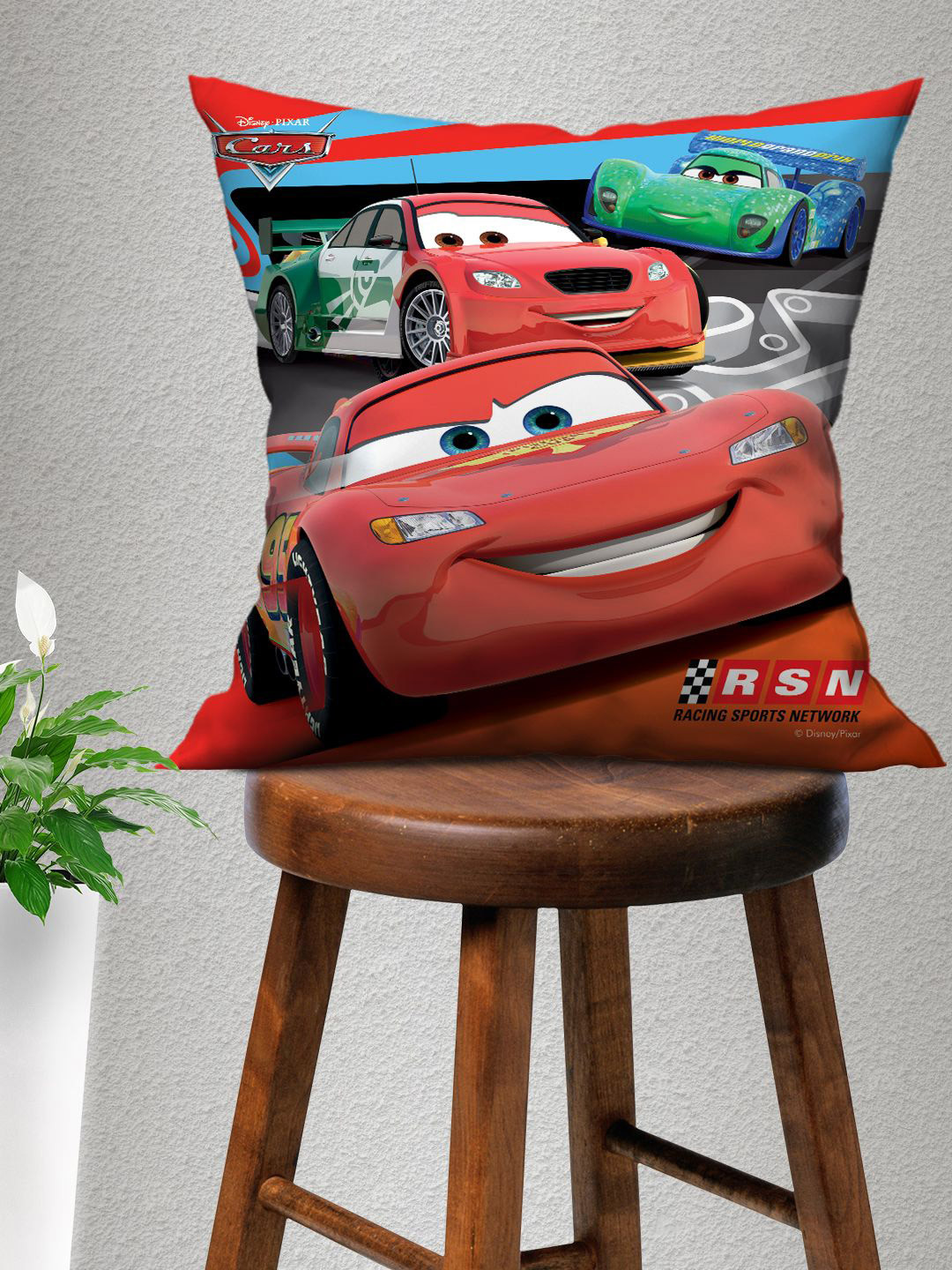 

Disney Red & Green Cars Printed Square Cushion Cover