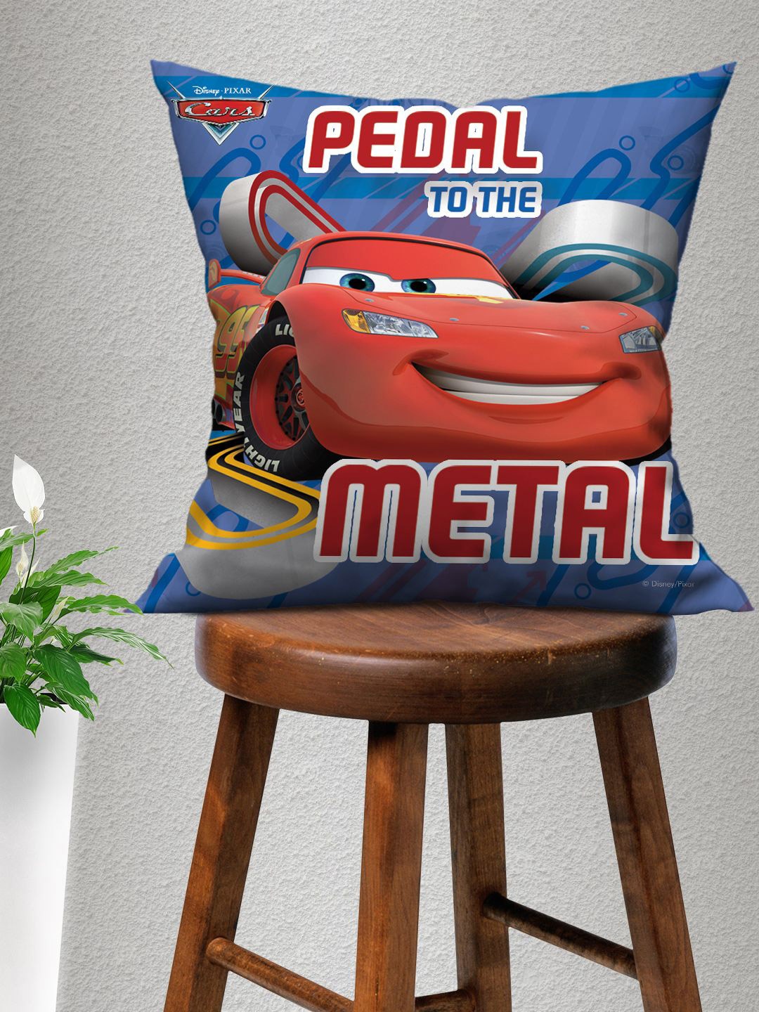

Disney Blue & Red Cars Printed Square Cushion Cover