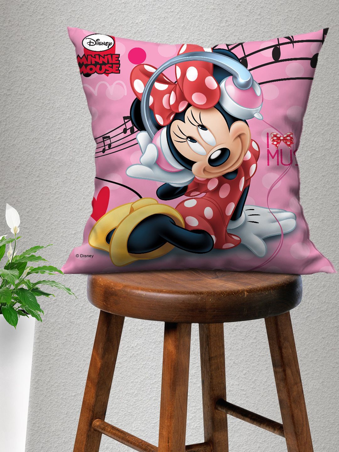 

Disney Kids Pink & White Printed Filled Square Cushion With Cover
