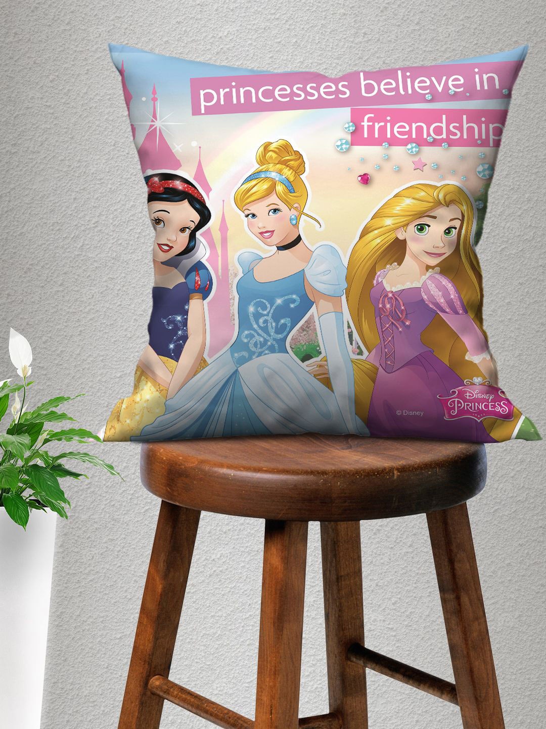 

Disney Kids Multicoloured Disney Princess Printed Filled Cushion With Cover, Multi