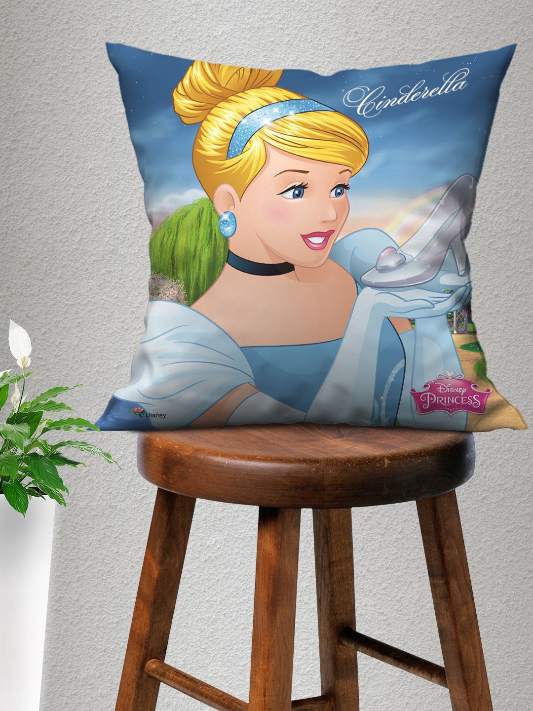 

Disney Blue & Yellow Disney Princess Printed Cushion