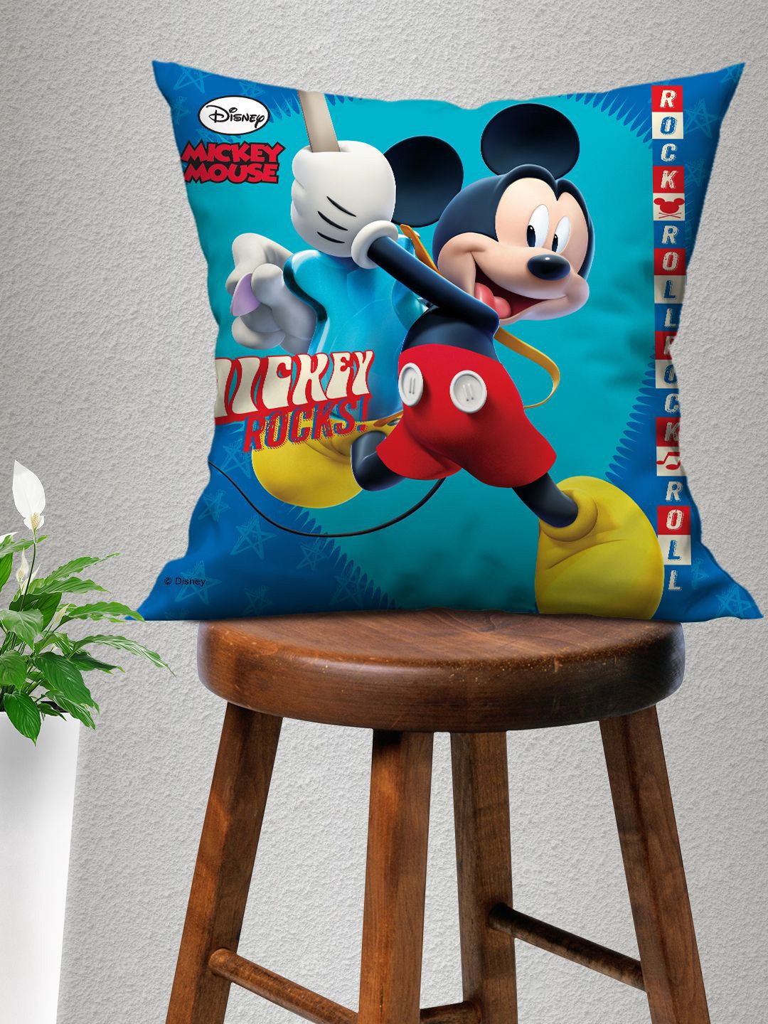 

Athom Living Disney Blue Mickey Mouse Print Square Cushion With Cover
