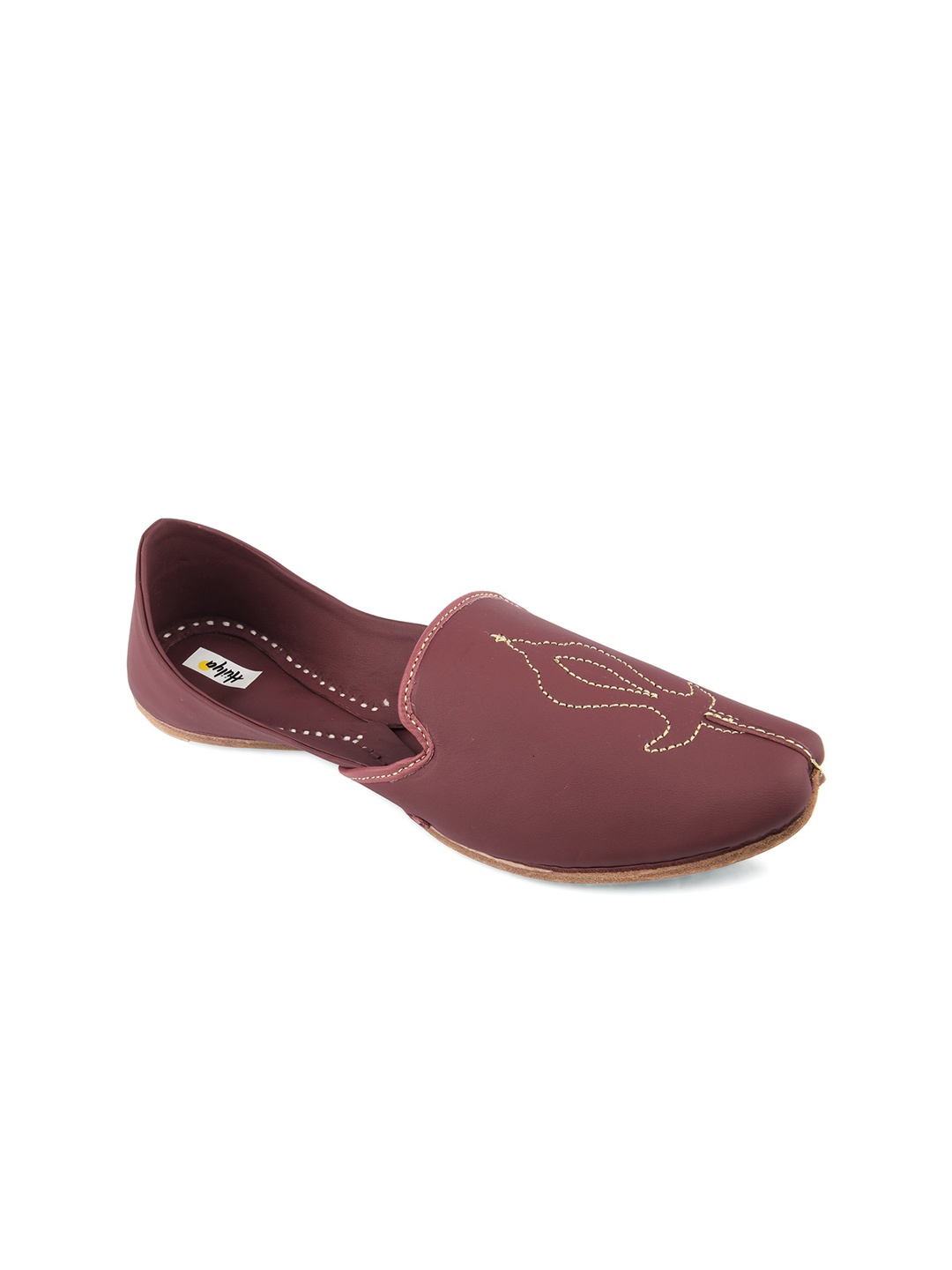 

Hulya Men Maroon Embroidered Leather Mojaris