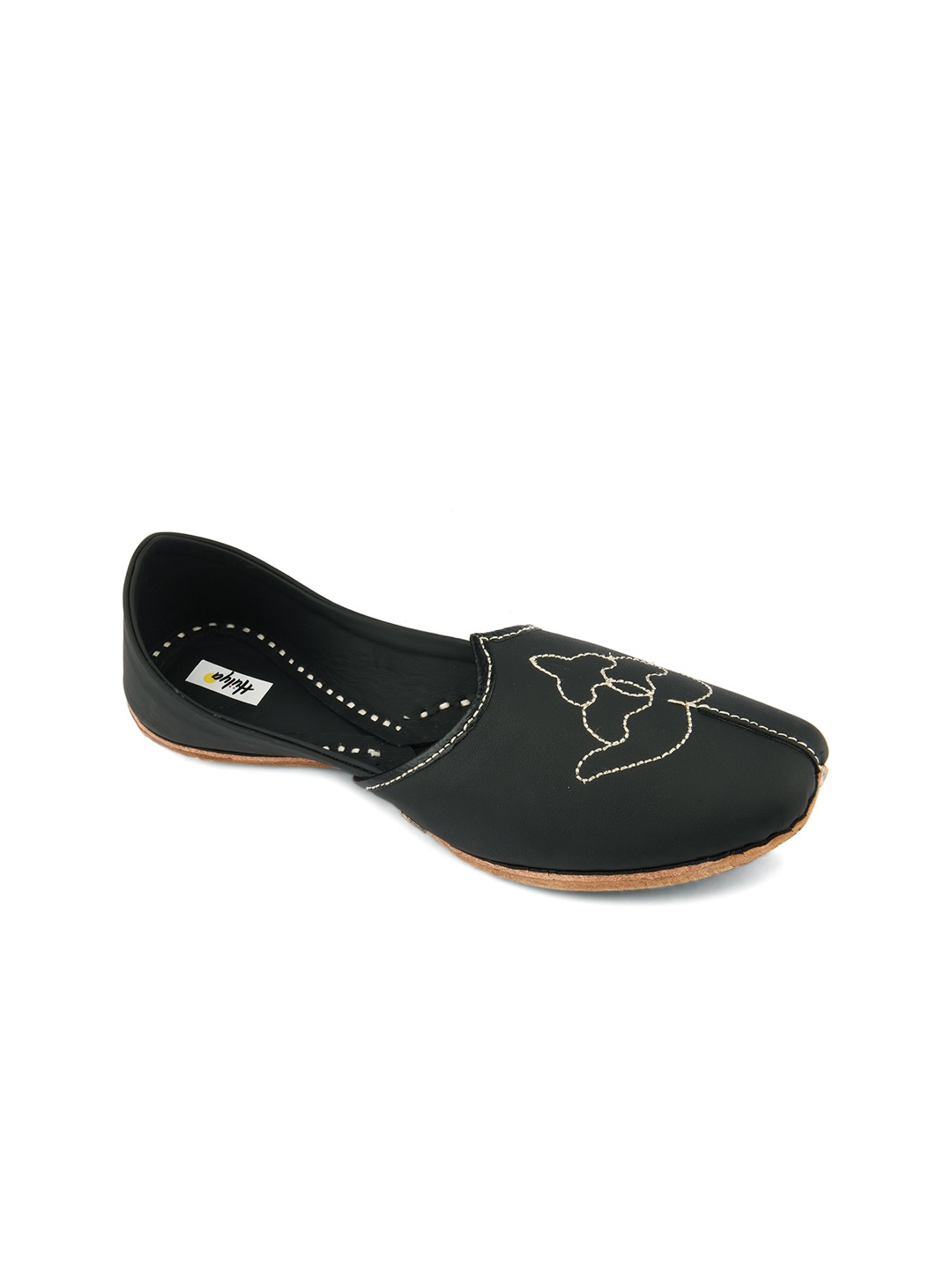 

Hulya Men Black Embroidered Leather Mojaris