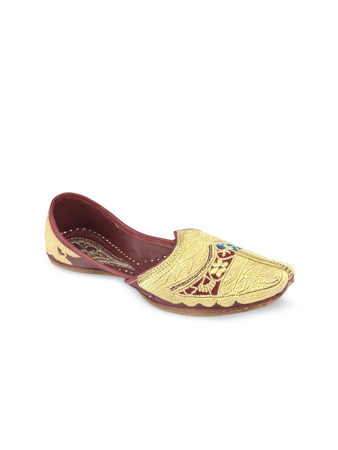 

Hulya Men Multicoloured Woven Design Leather Mojaris, Multi