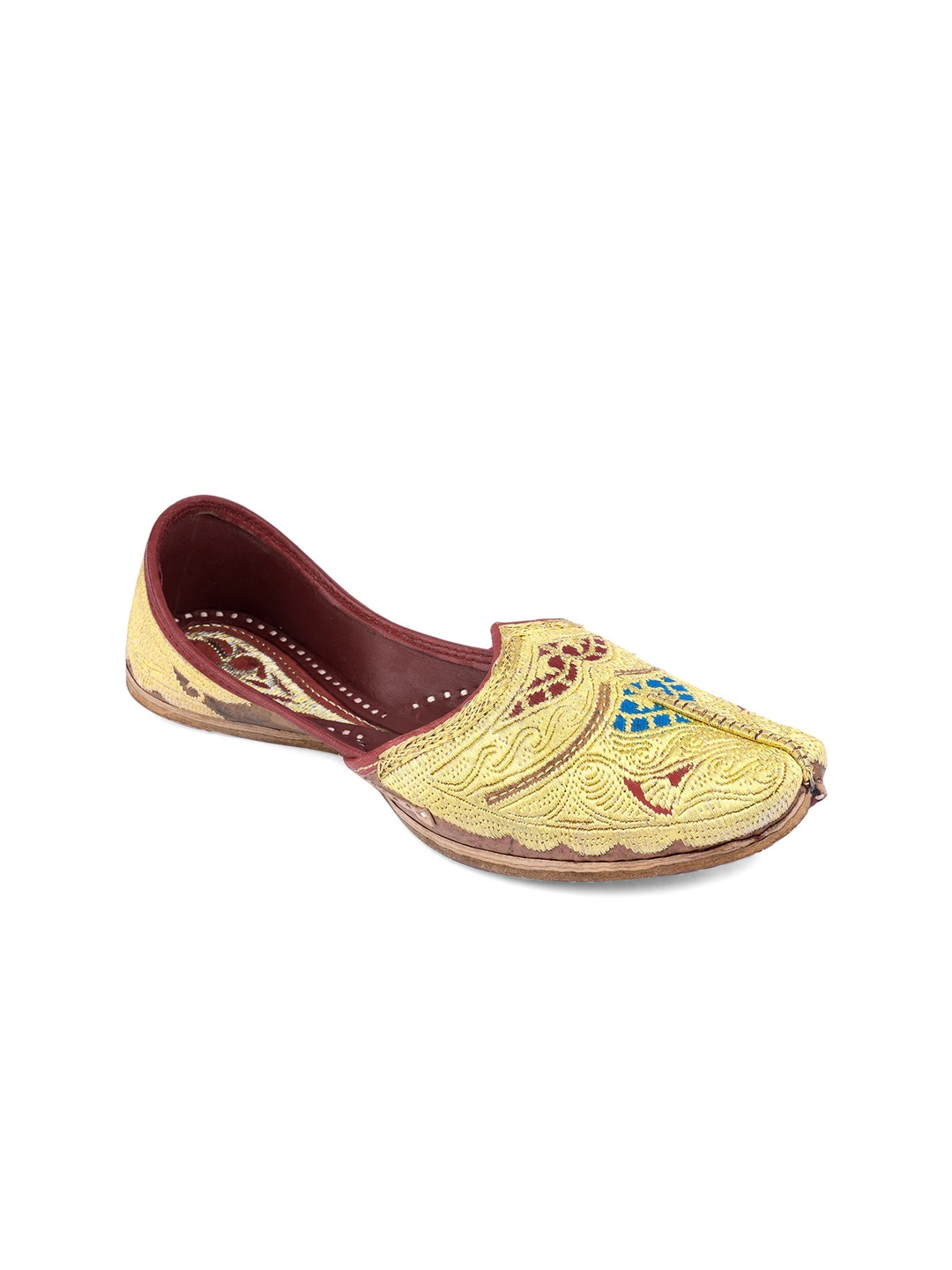 

Hulya Men Multicoloured Woven Design Leather Mojaris, Multi