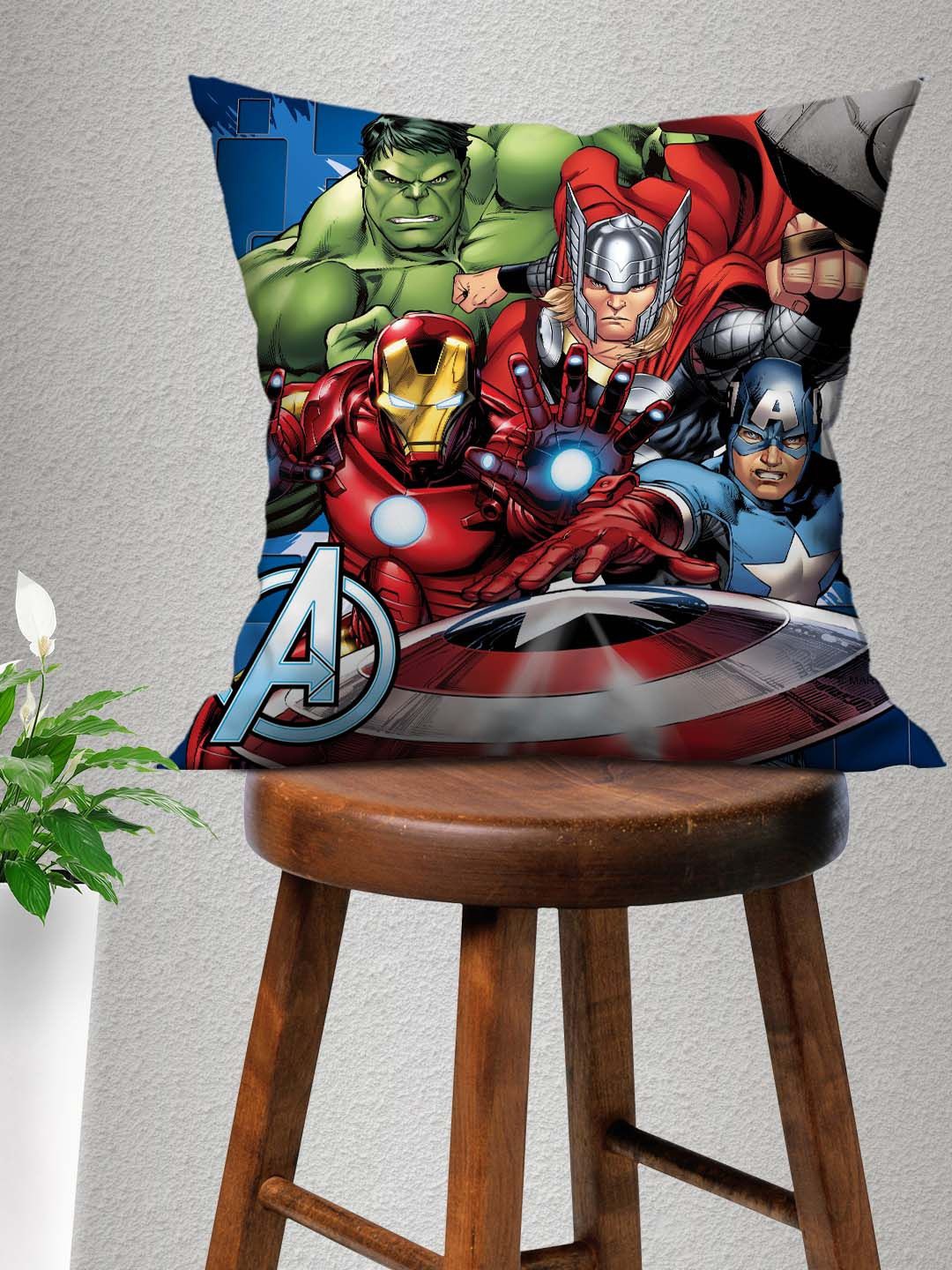 

Athom Living Marvel Multicoloured Avengers Printed Square Cushion With Cover, Multi