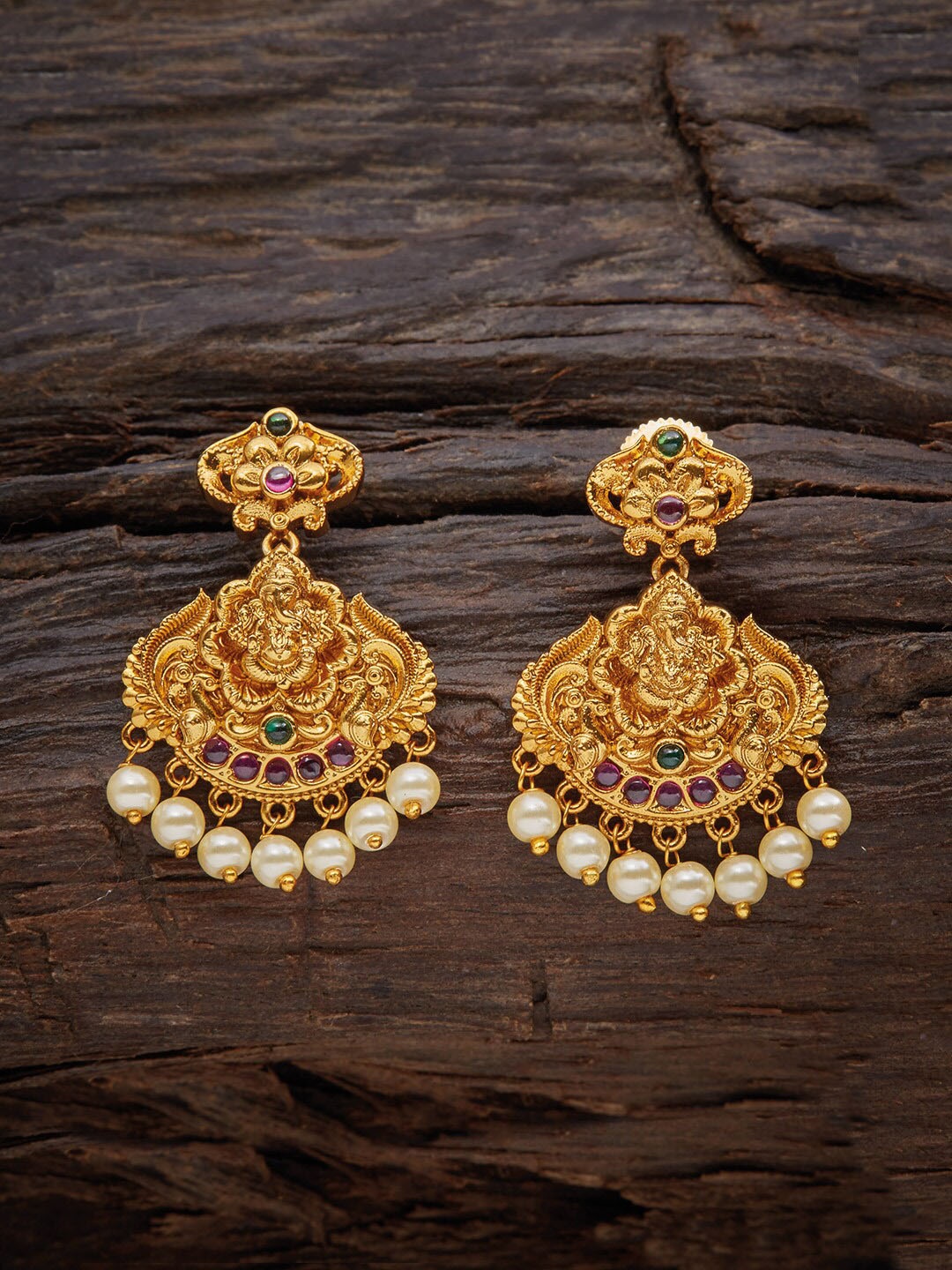 

Kushal's Fashion Jewellery Women Red Gold Plated Classic Drop Earrings