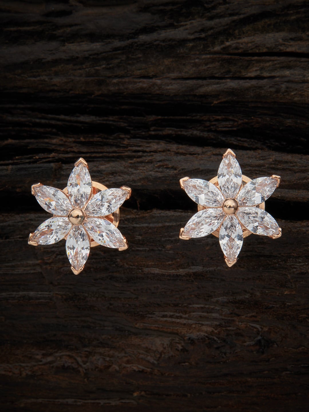 

Kushal's Fashion Jewellery Women White Rose Gold Plated Star Shaped Studs Earrings