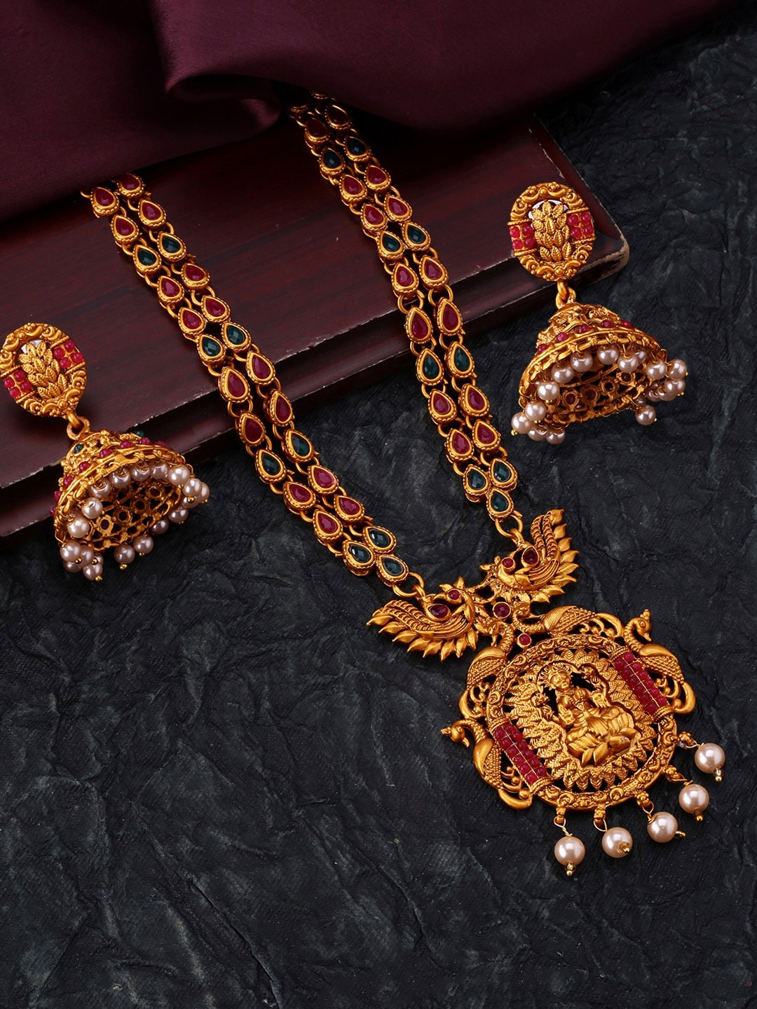 

Yellow Chimes Gold-Plated Temple Jewellery Set