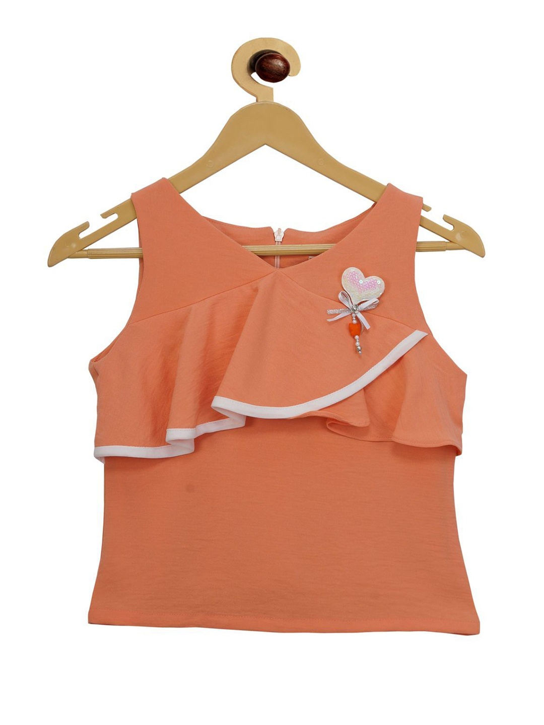 

Tiny Girl Peach-Coloured Solid Top