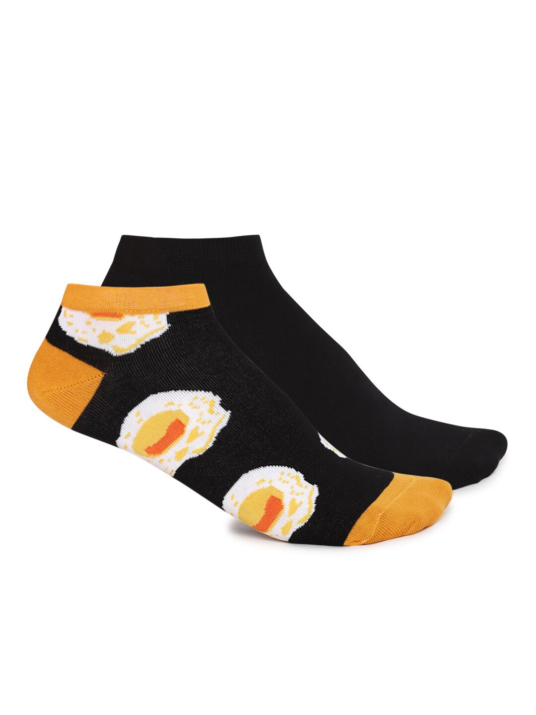 

FOREVER 21 Men Pack of 2 Black & Yellow Ankle-Length Socks