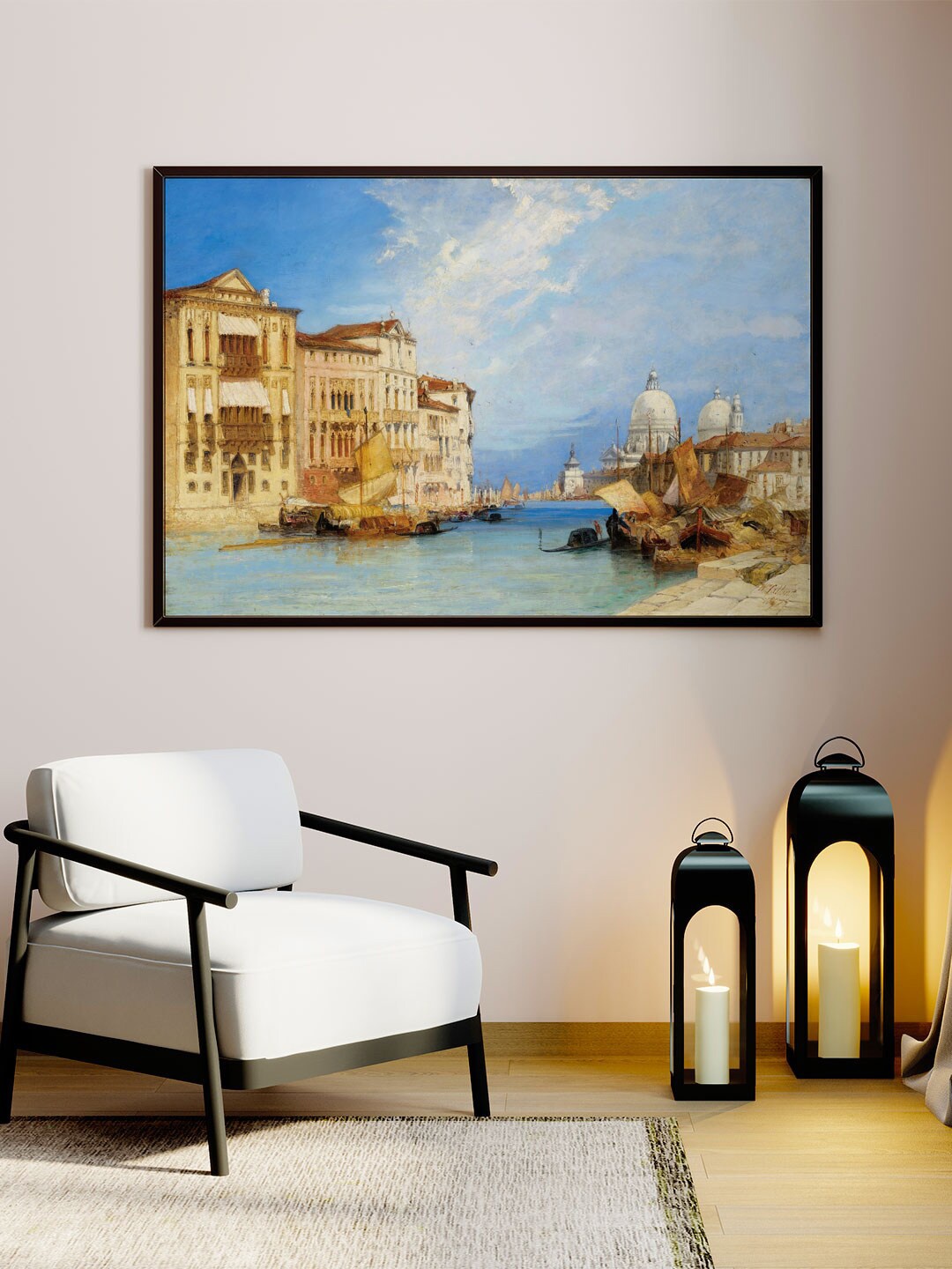 

ARTSPACE Blue Venice Canvas Painting Frame Wall Art