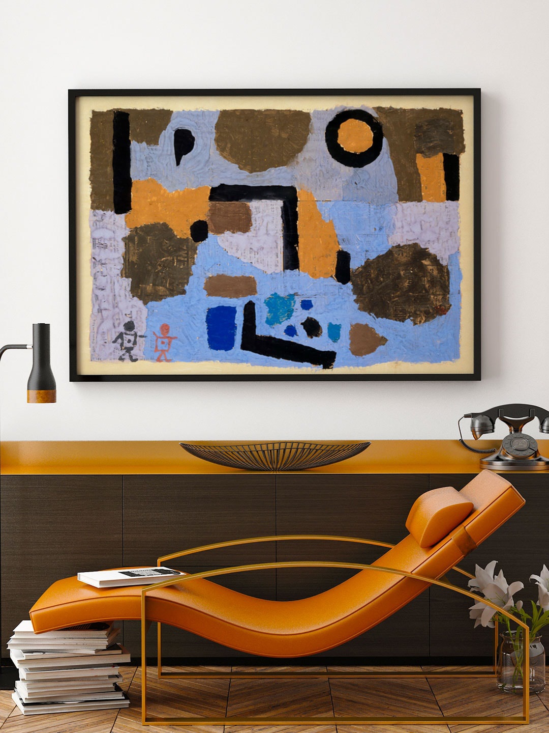 

ARTSPACE Blue Canvas Painting Wooden Frame Wall Art
