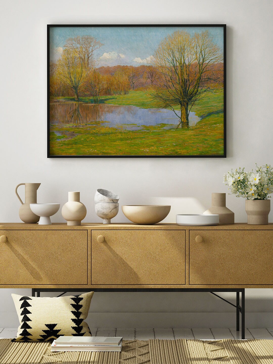 

ARTSPACE Green & Blue The Autumn Canvas Framed Wall Painting