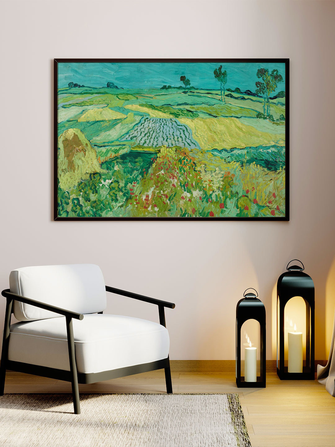 

ARTSPACE Blue Garden Spring Canvas Painting Frame Wall Art