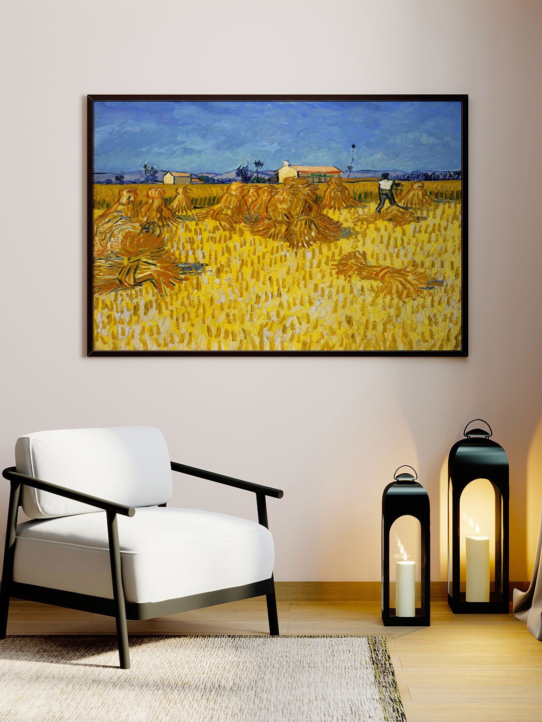 

ARTSPACE Mustard-Yellow & Blue Printed Corn Harvest In Provence Canvas Painting Wall Art