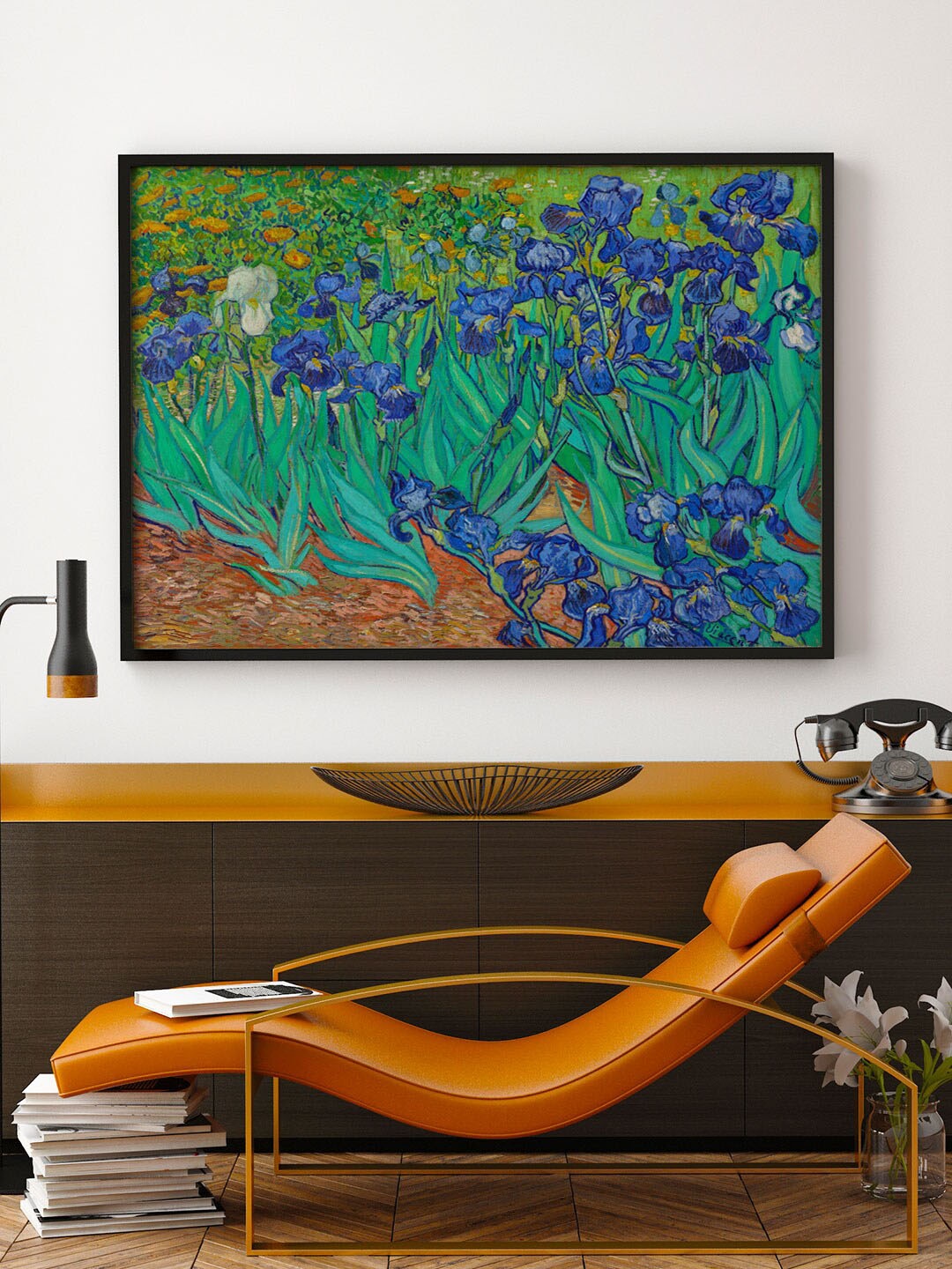 

ARTSPACE Green & Blue Printed Irises Canvas Painting Wall Art