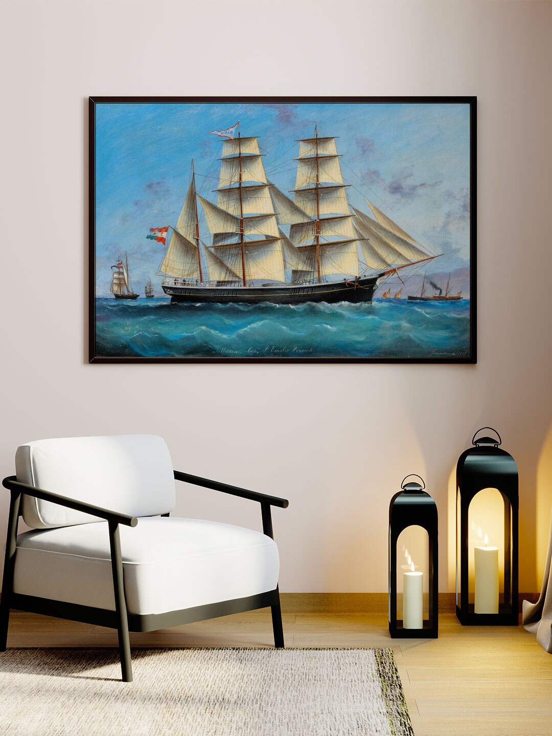 

ARTSPACE Blue Homecoast Canvas Painting Frame Wall Art