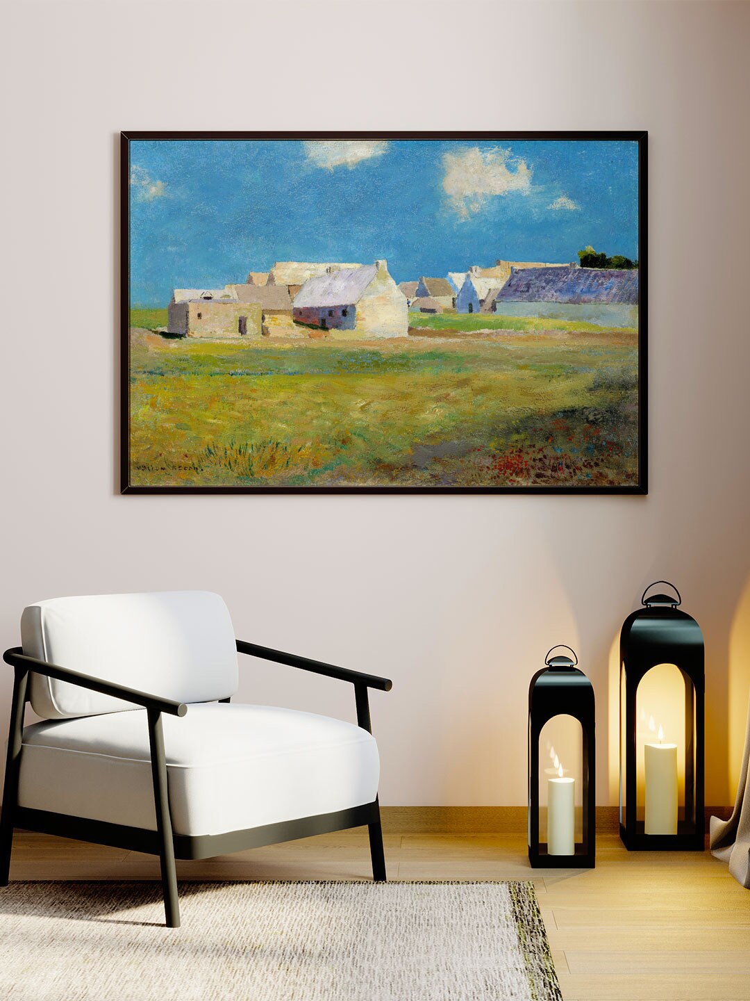 

ARTSPACE Blue & Green Village Side Canvas Wall Art